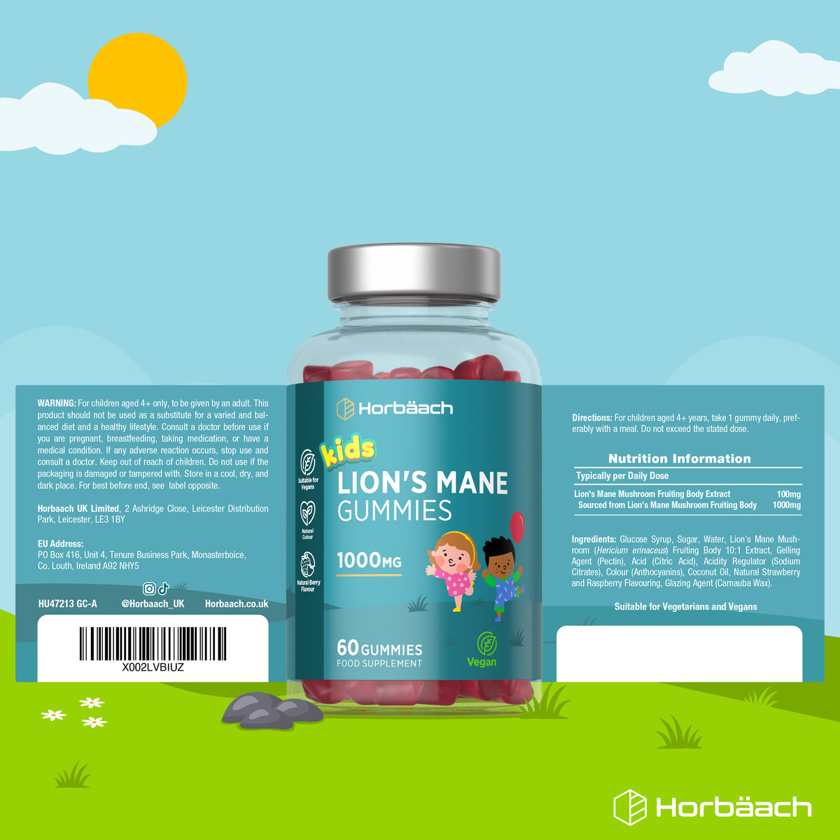 Lions Mane Gummies for Kids 1000mg | 60 Count