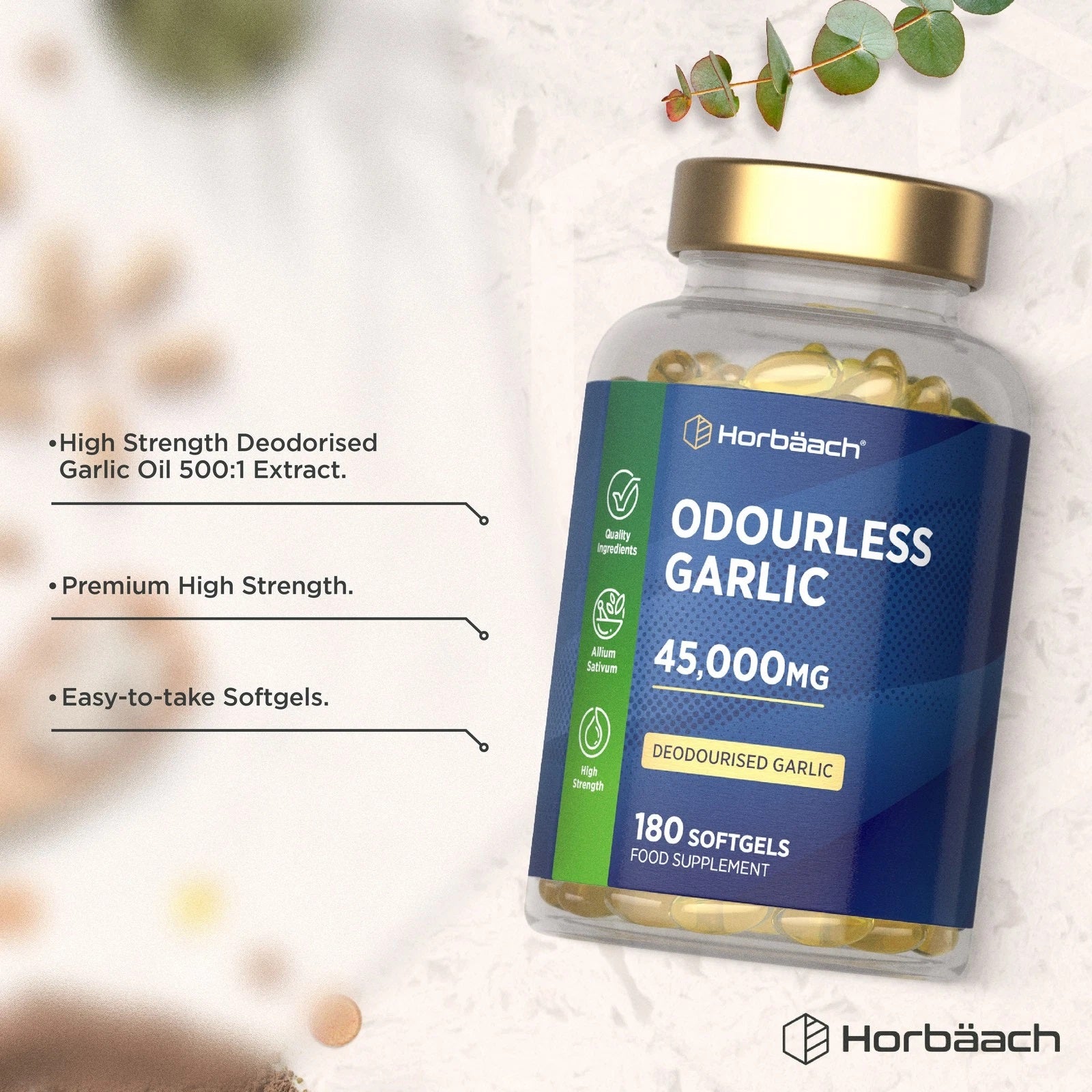 Odourless Garlic 45,000 mg | 180 Softgels