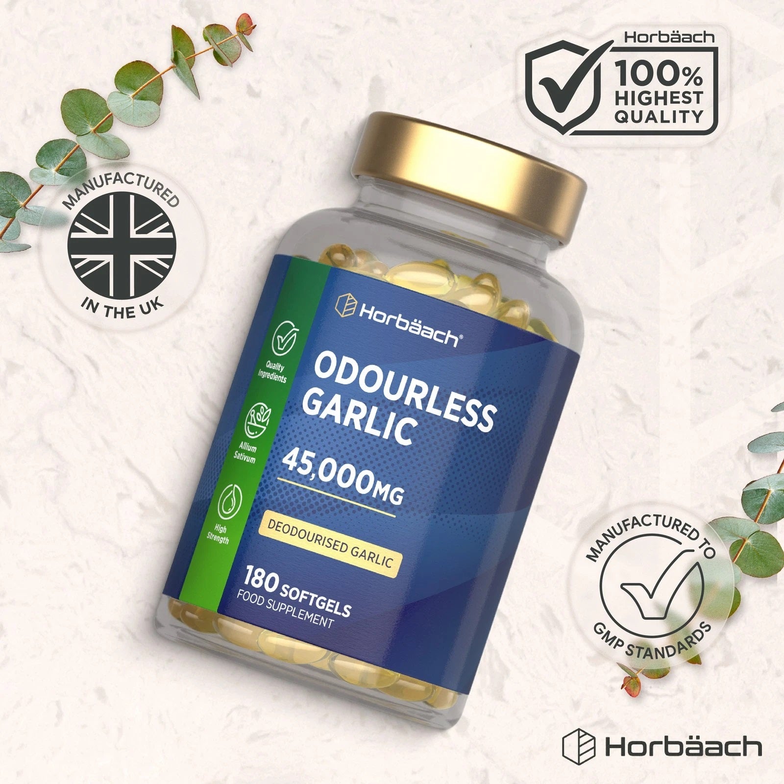 Odourless Garlic 45,000 mg | 180 Softgels