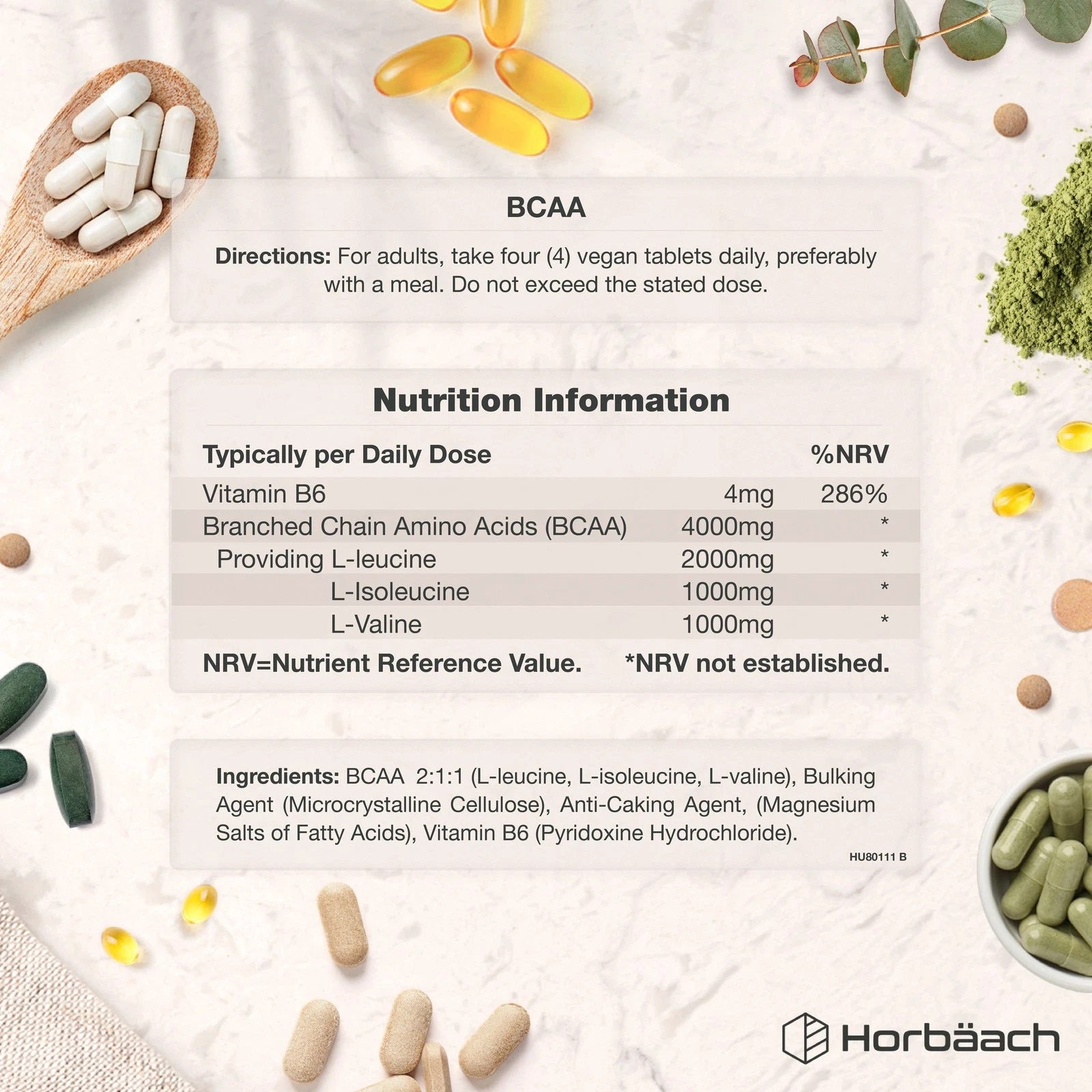 BCAA 4000 mg with Vitamin B6 | 365 Tablets