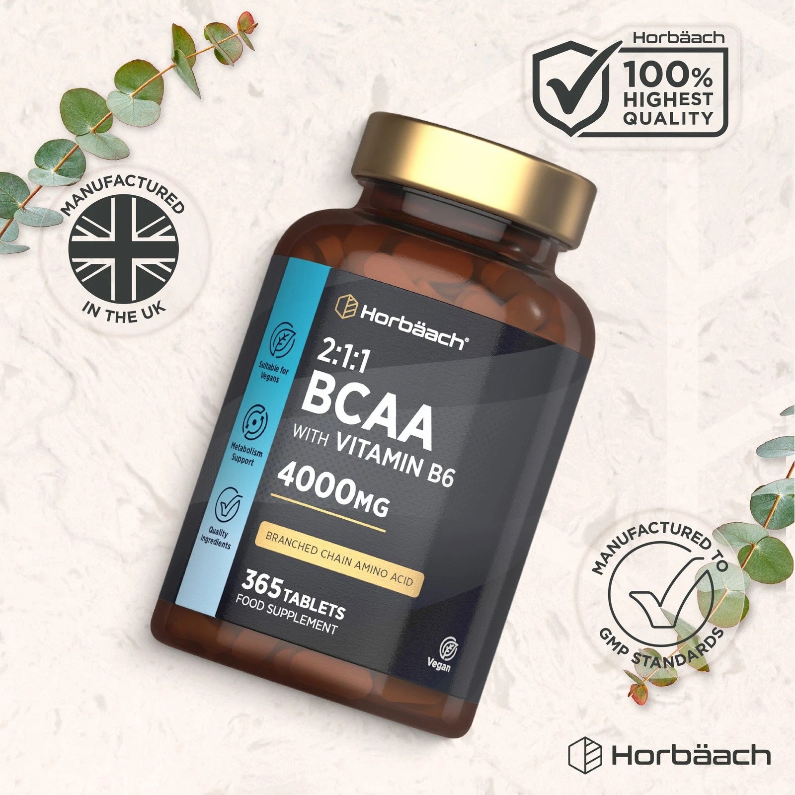 BCAA 4000 mg with Vitamin B6 | 365 Tablets