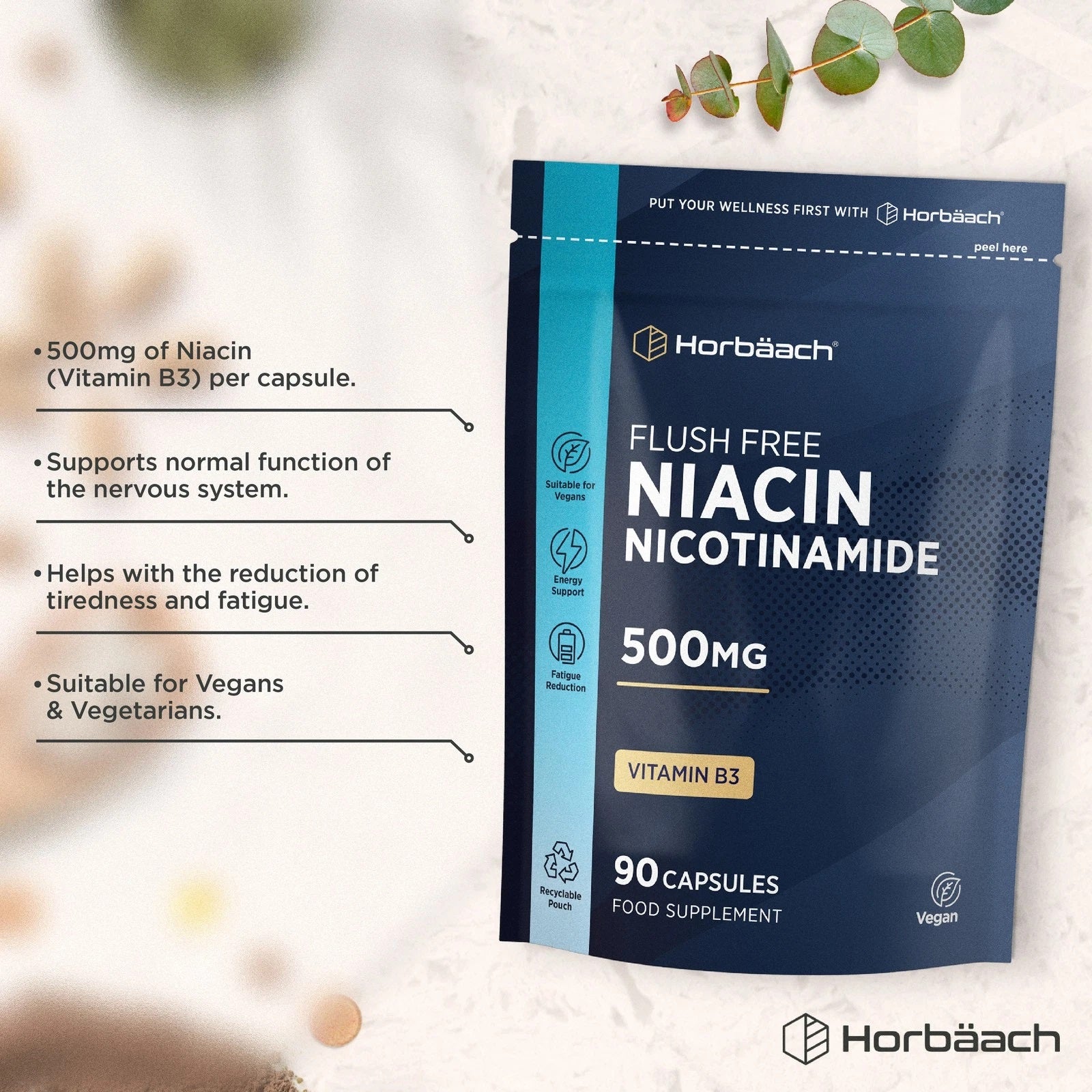 Vitamin B3 Niacin 500 mg | 90 Capsules