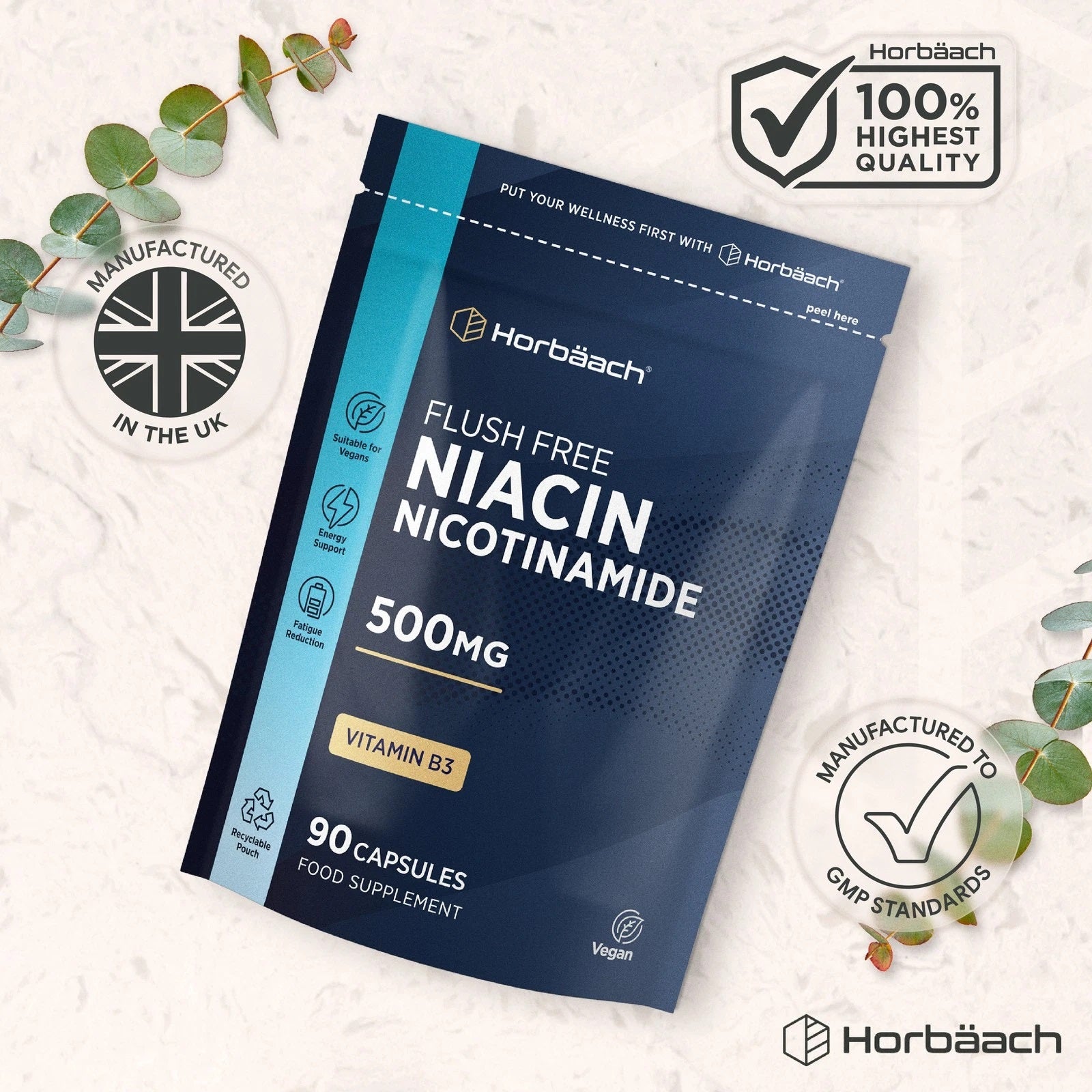 Vitamin B3 Niacin 500 mg | 90 Capsules