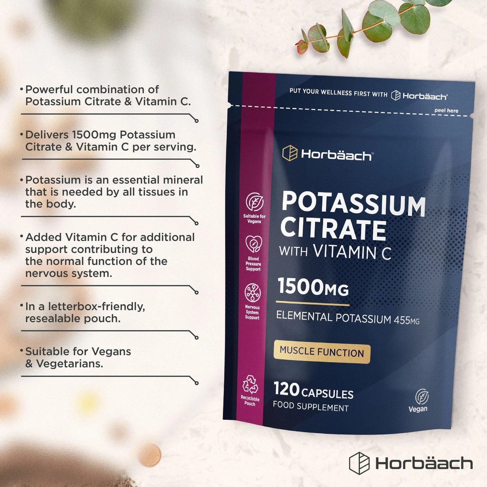 Potassium Citrate 1500 mg with Vitamin C | 120 Capsules