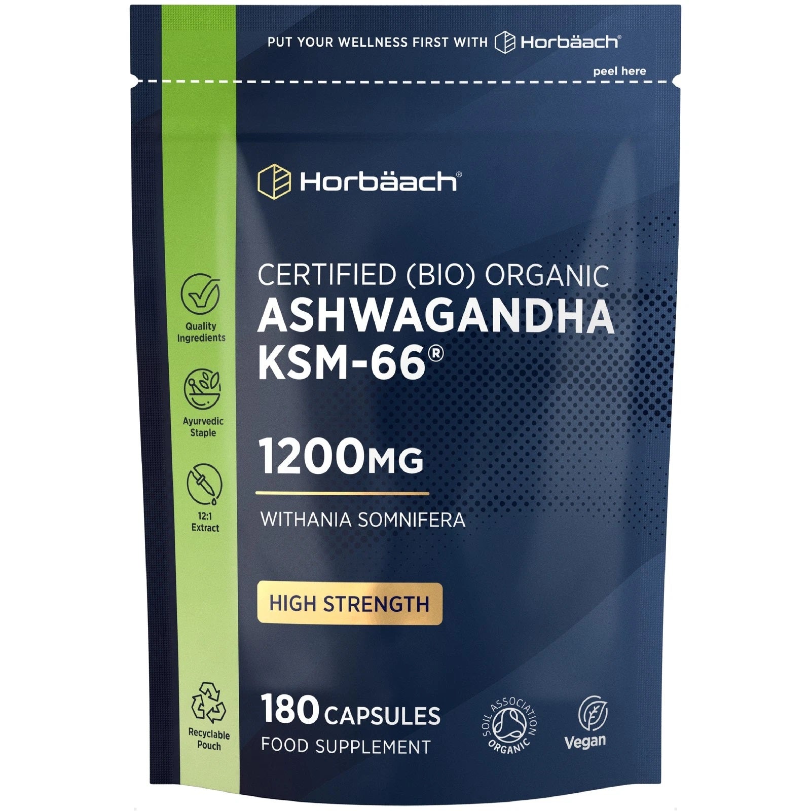 Ashwagandha KSM-66 1200 mg | Organic | 120 Capsules