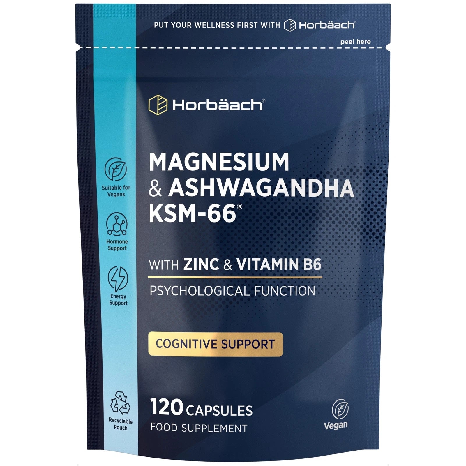 Ashwagandha KSM-66 Complex with Magnesium, Zinc & Vitamin B6 | 120 Capsules