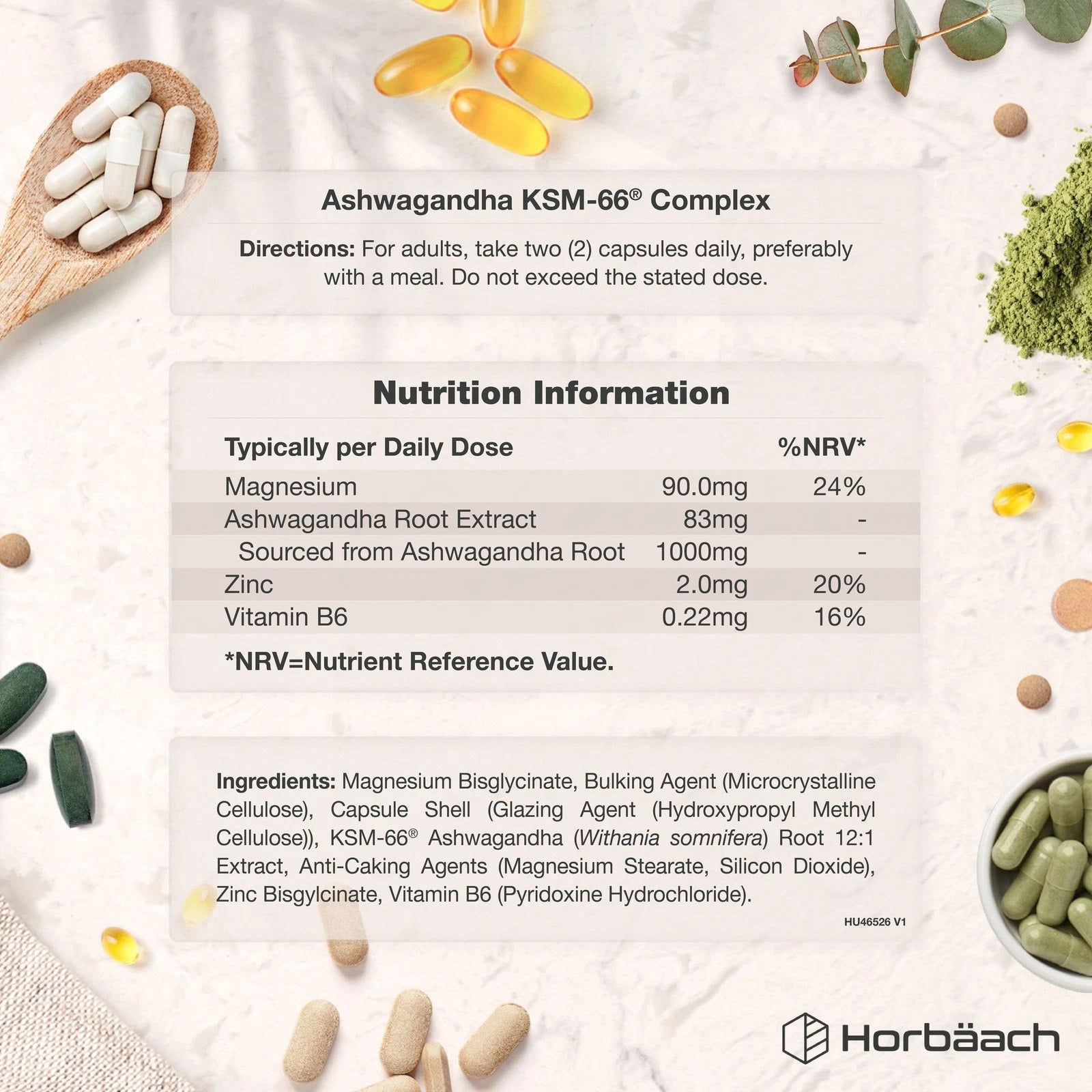 Ashwagandha KSM-66 Complex with Magnesium, Zinc & Vitamin B6 | 120 Capsules