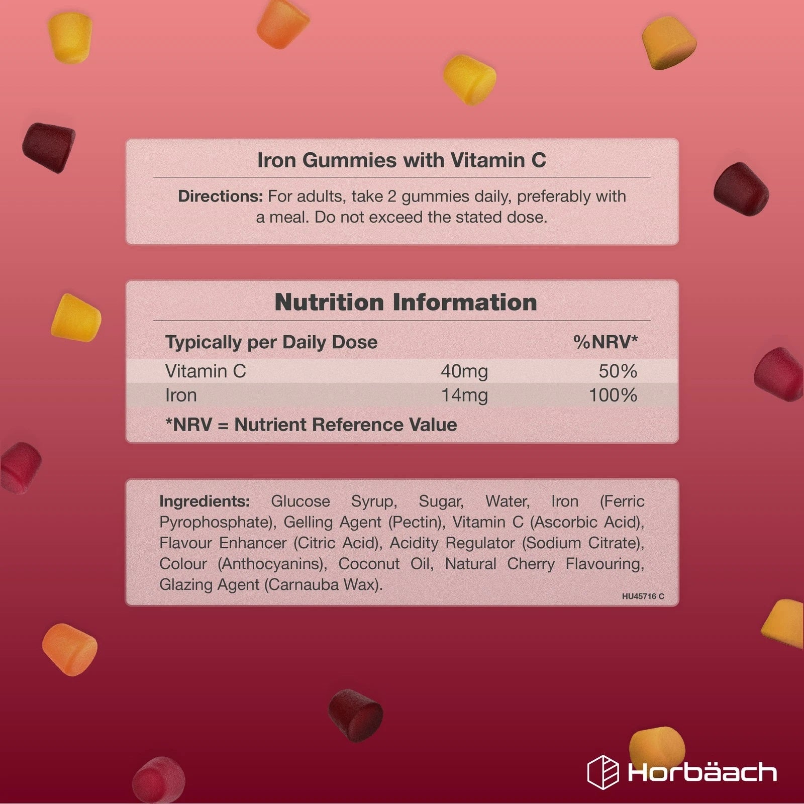 Iron 14 mg with Vitamin C | 90 Gummies