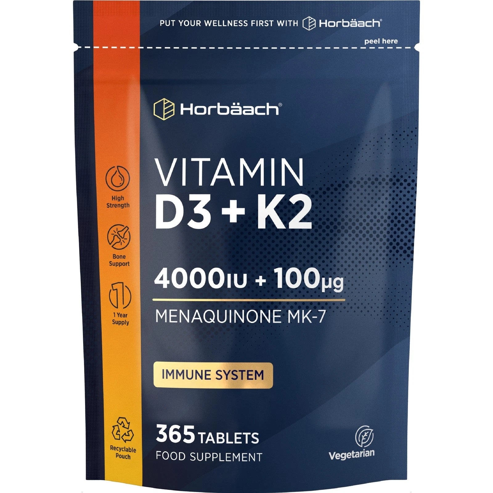 Vitamin D3 4000 IU & K2 MK7 100 µg | 365 Tablets