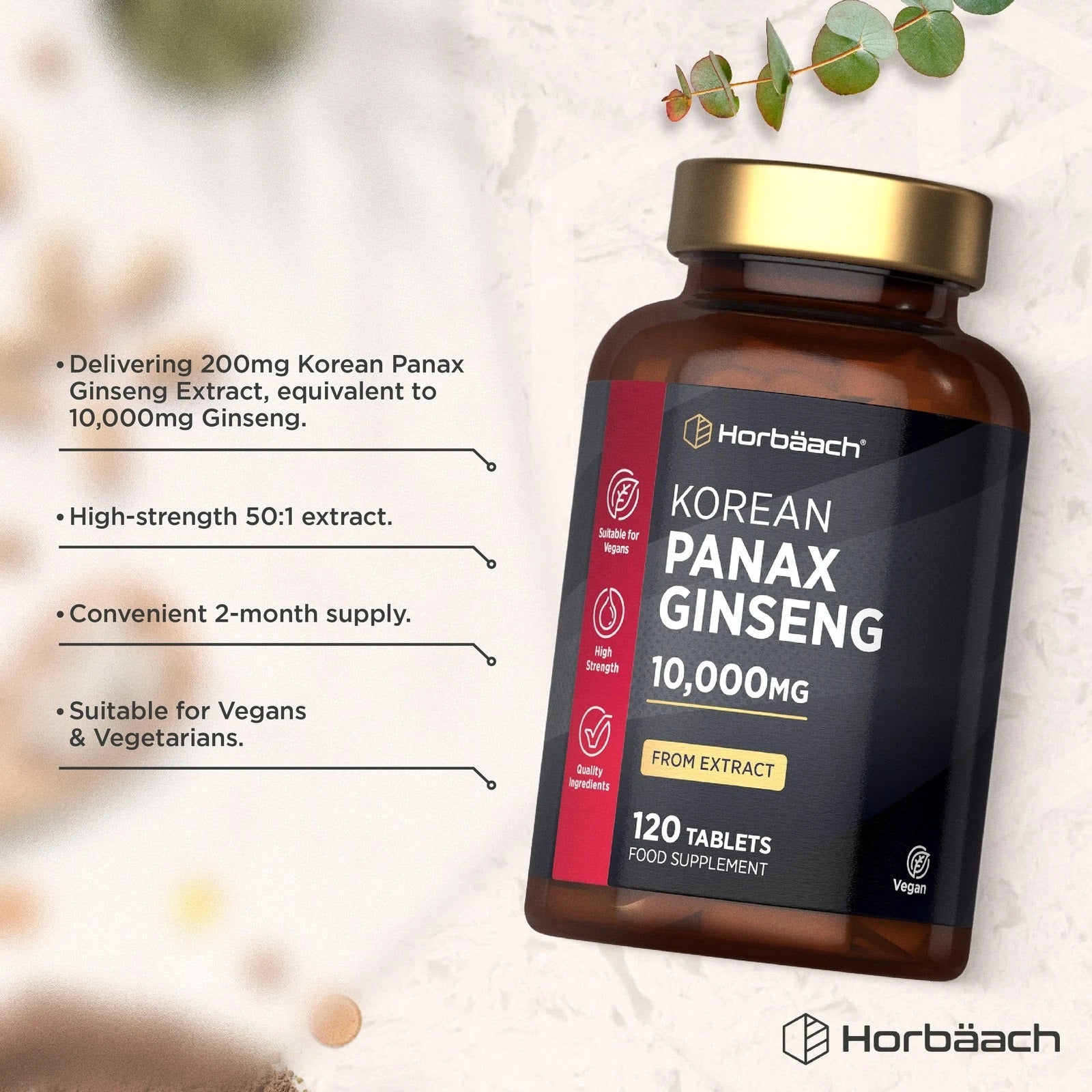Panax Korean Ginseng 10,000 mg | 120 Tablets