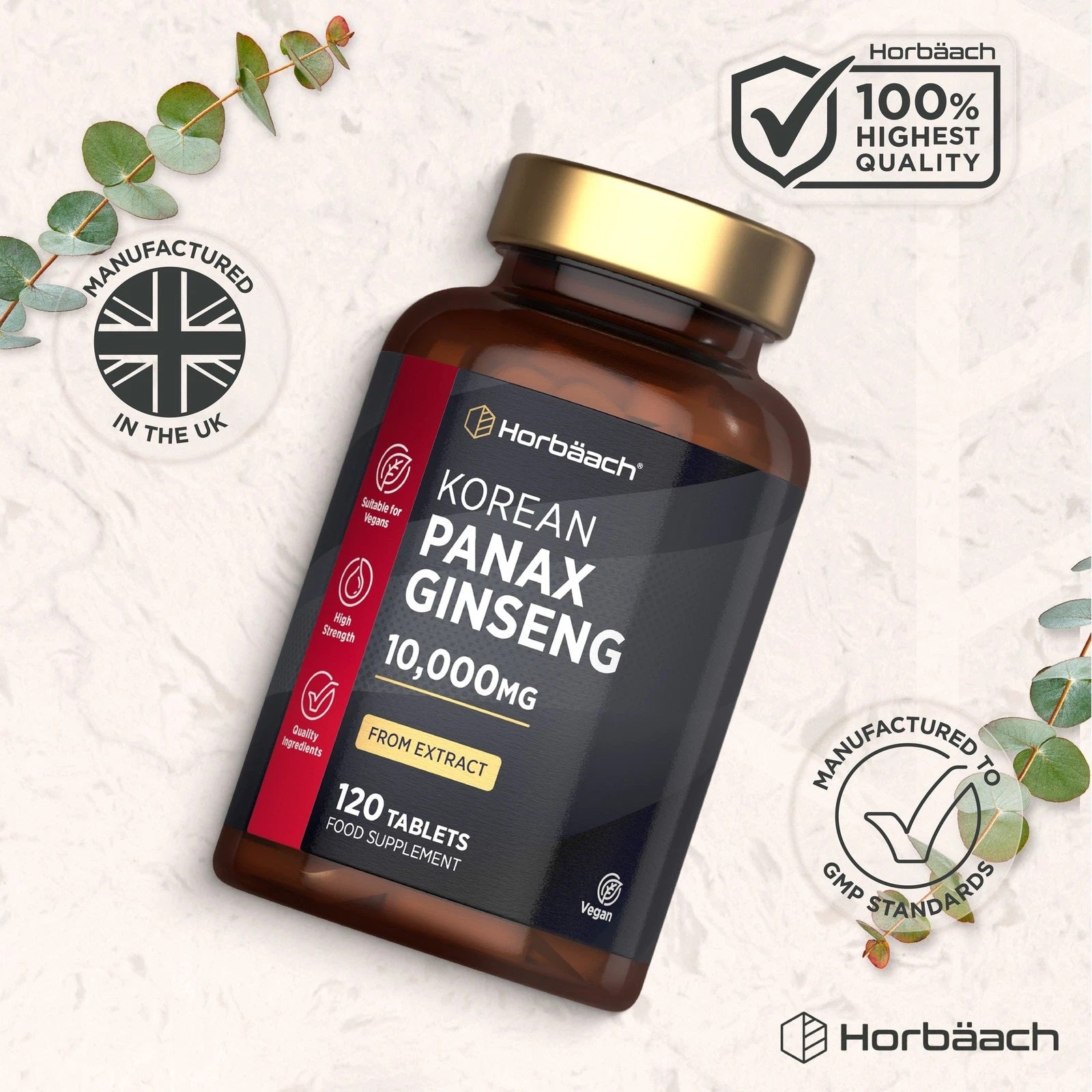 Panax Korean Ginseng 10,000 mg | 120 Tablets