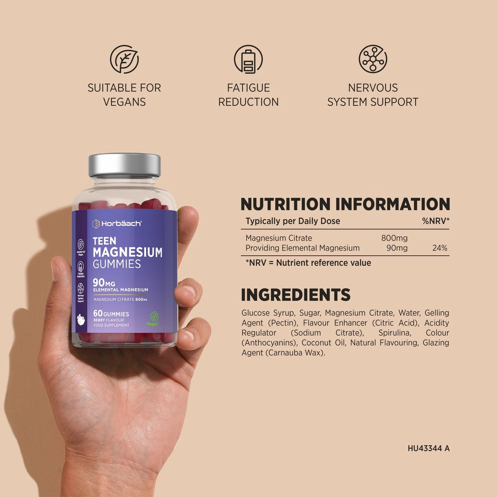 Magnesium for Teens 90 mg | 60 Gummies