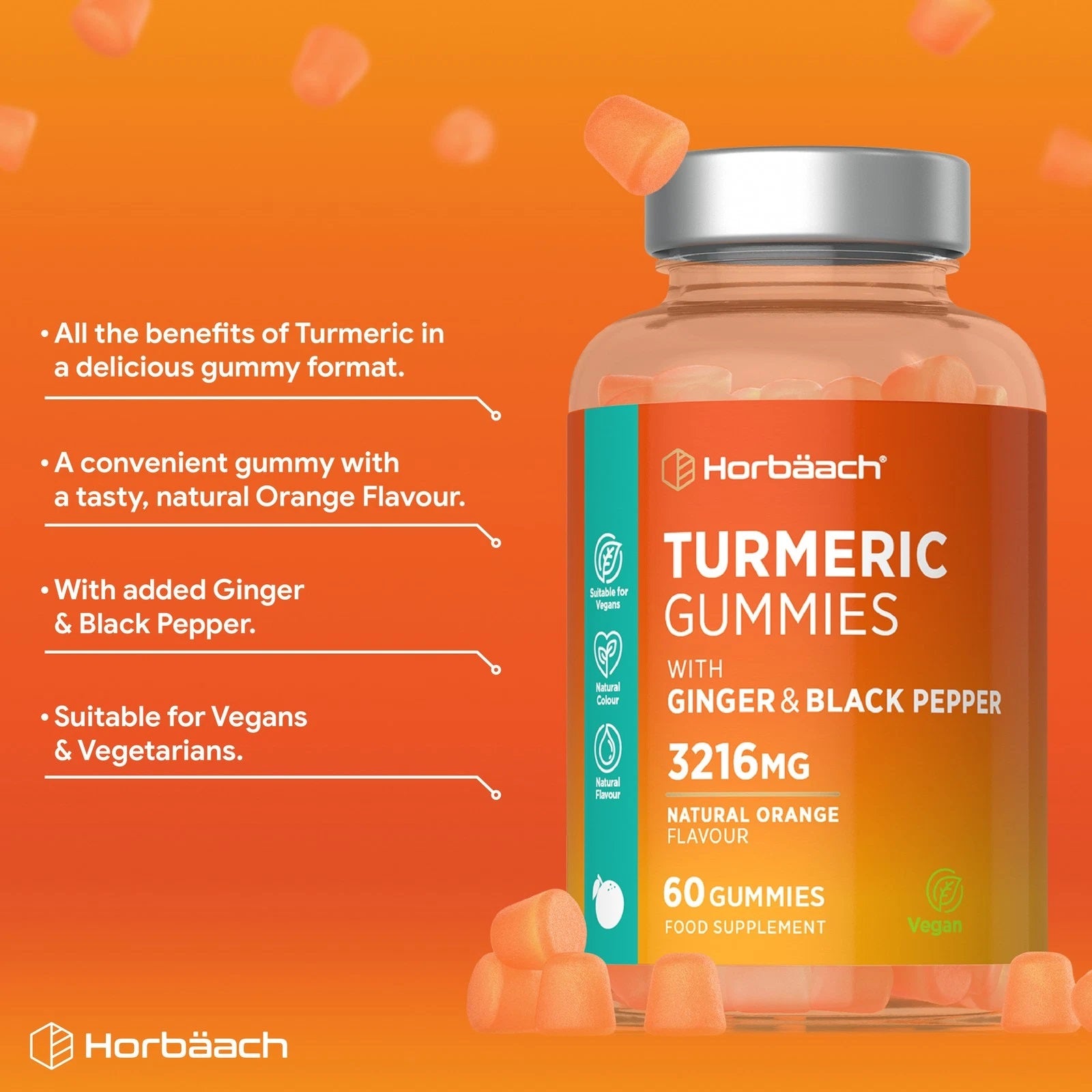 Turmeric with Ginger and Black Pepper 3126 mg | 60 Gummies
