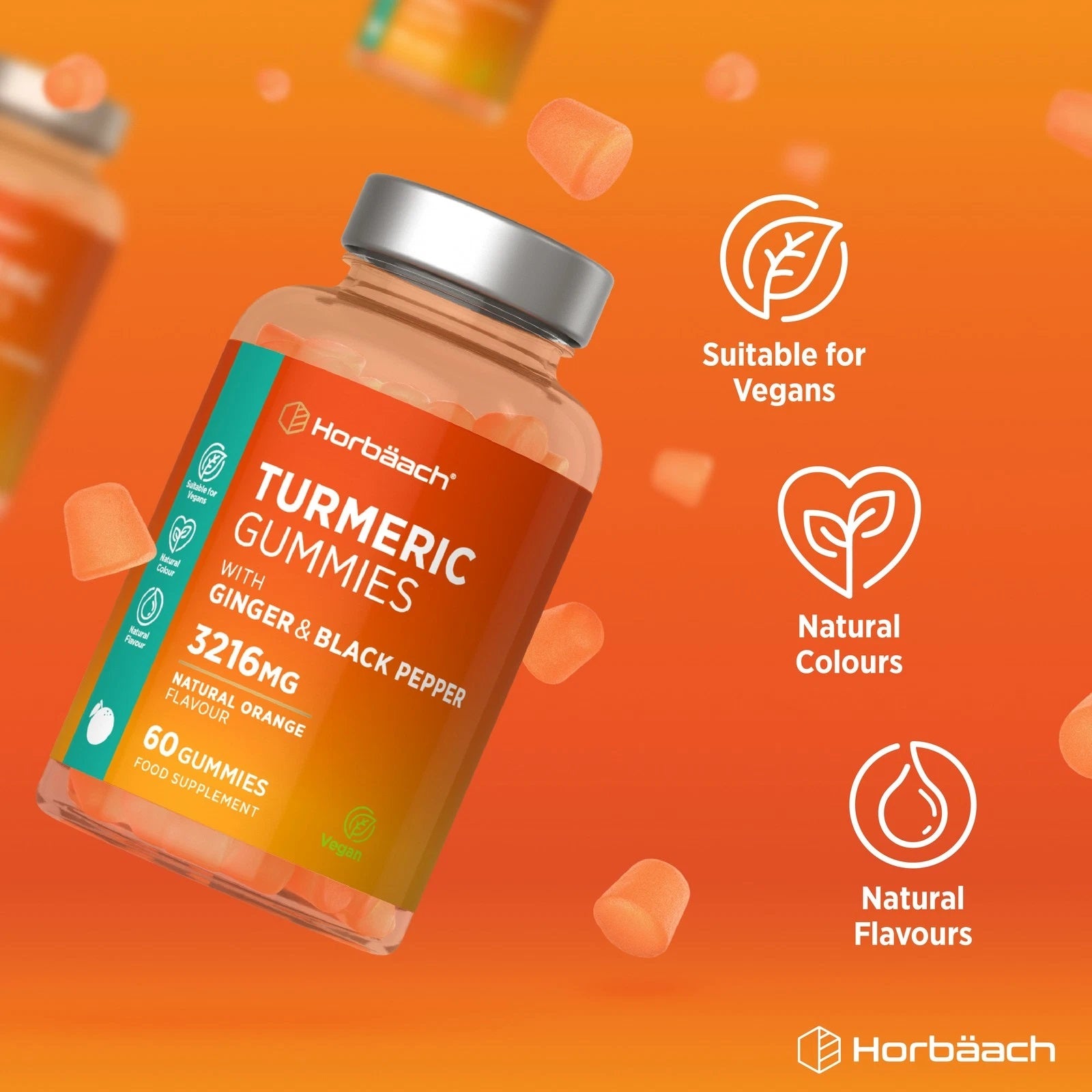 Turmeric with Ginger and Black Pepper 3126 mg | 60 Gummies