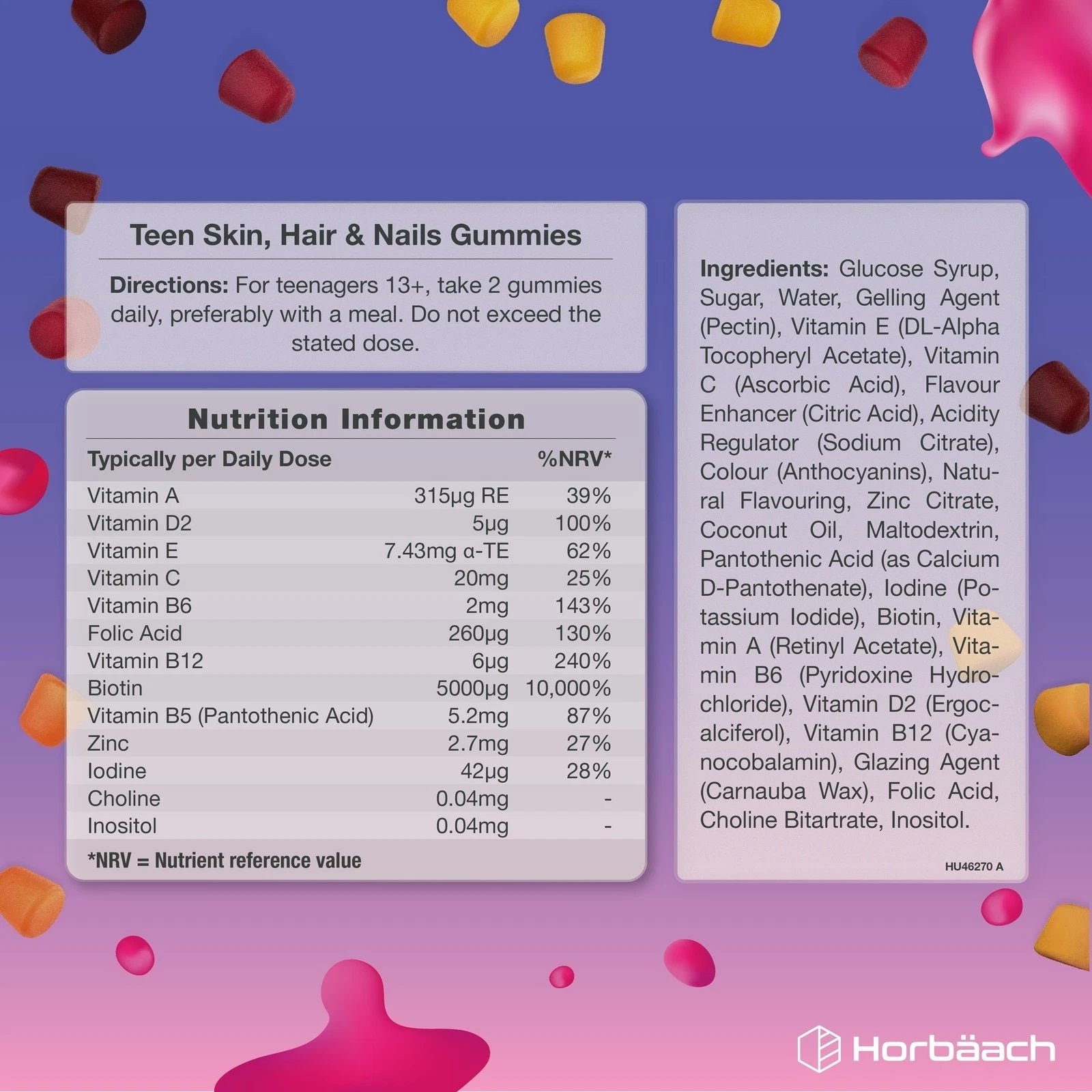 Skin Hair and Nail Vitamins | 60 Gummies