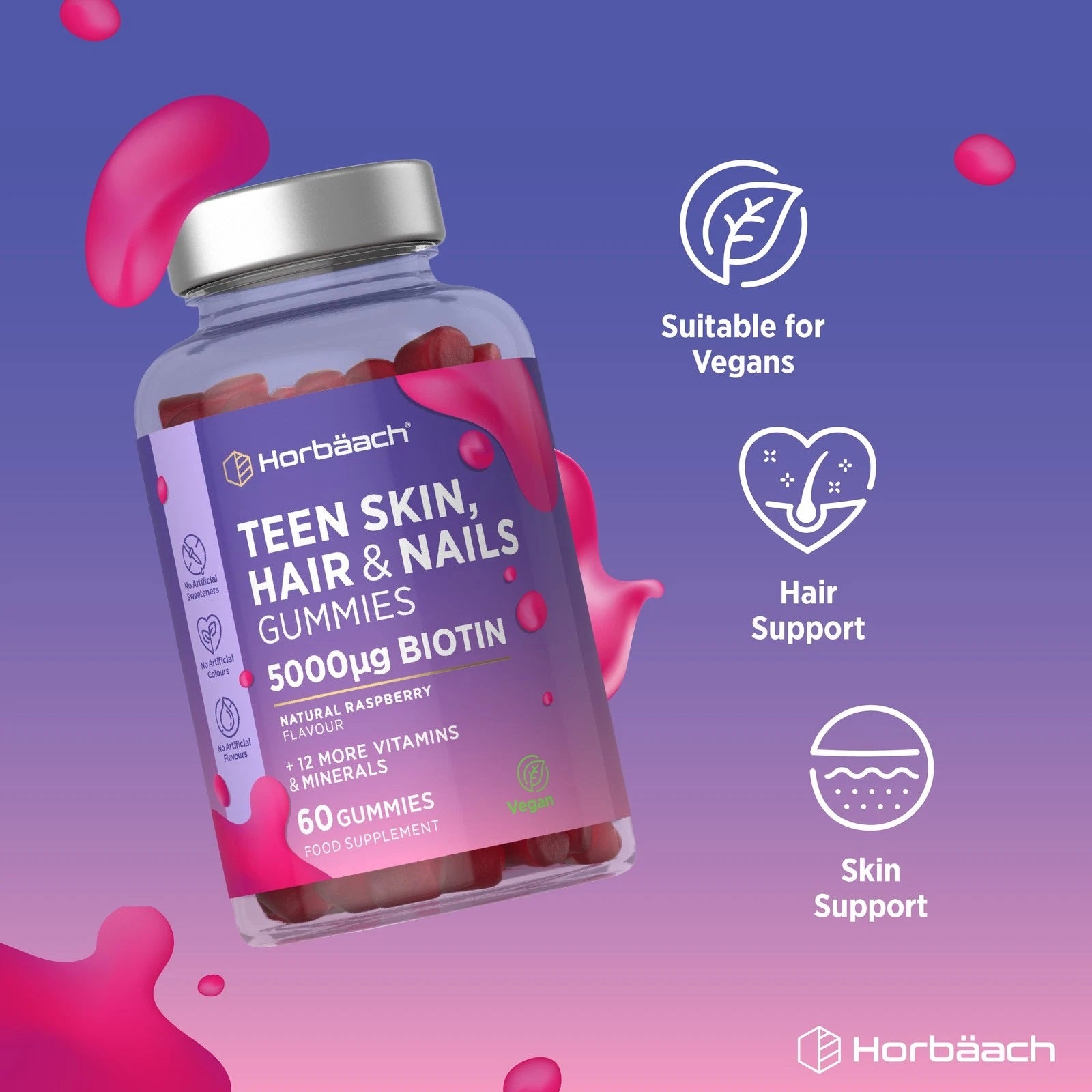 Skin Hair and Nail Vitamins | 60 Gummies