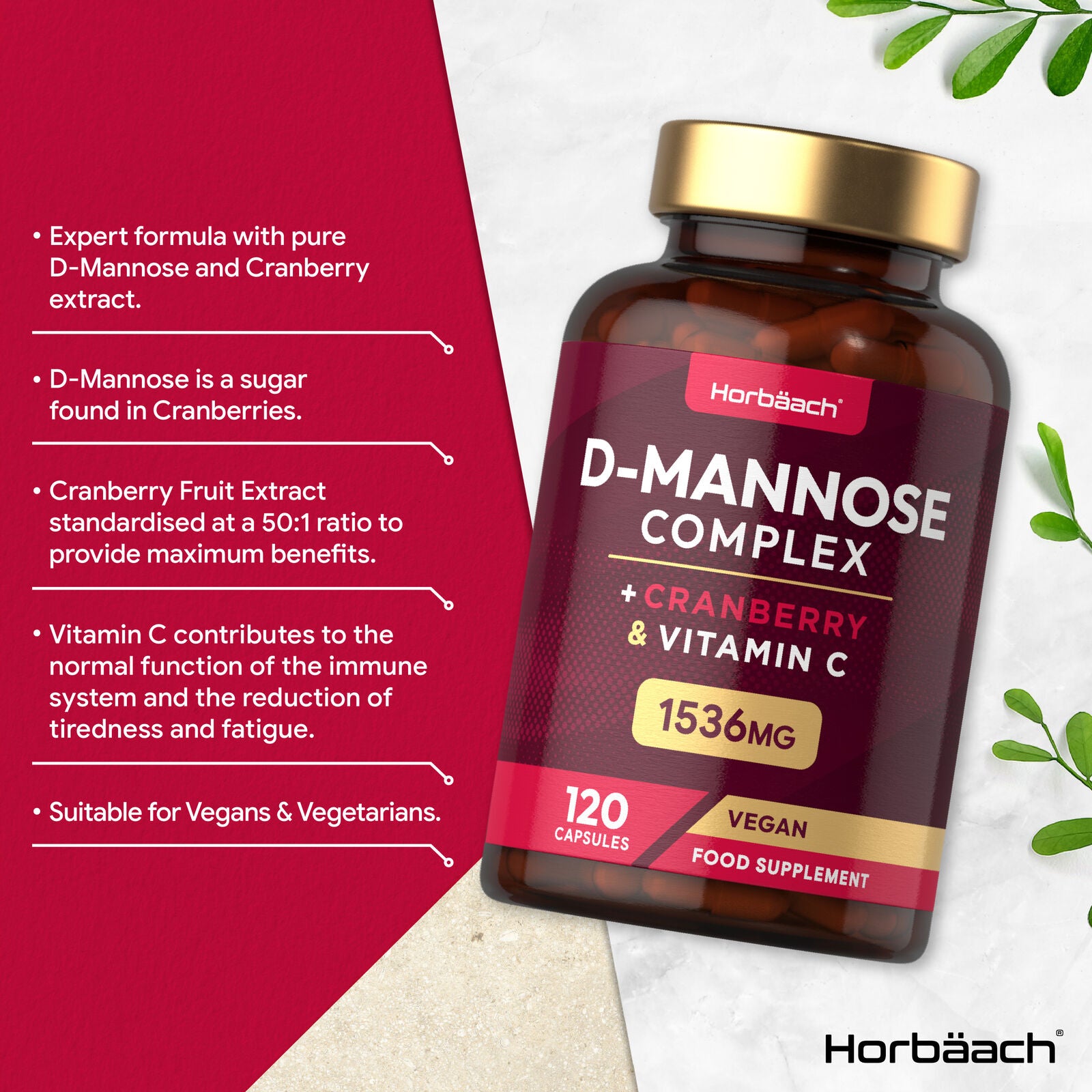 D-Mannose and Cranberry Complex 1536 mg | 120 Capsules