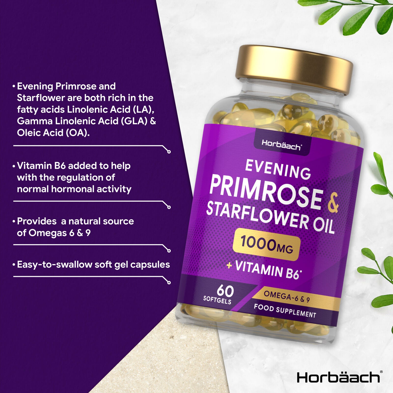 Evening Primrose and Starflower Oil 1000 mg | 60 Softgels