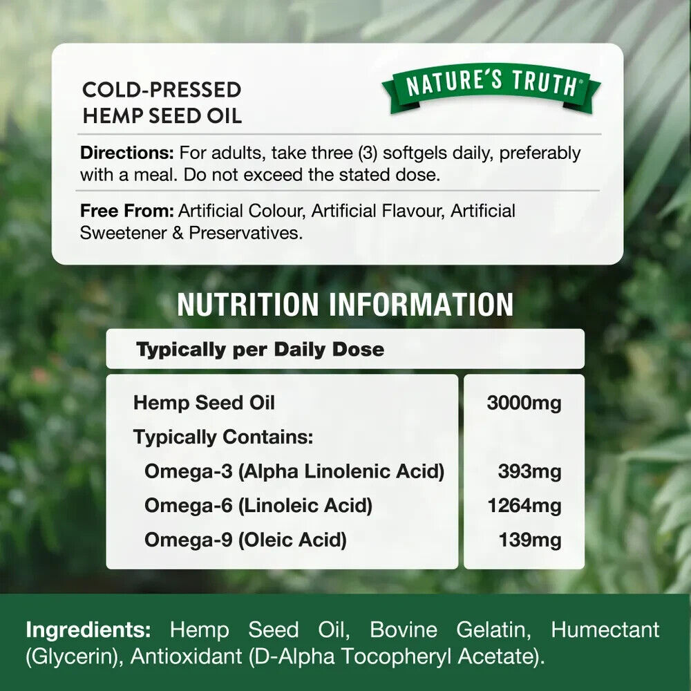 Hemp Seed Oil 3000 mg | 90 Softgels