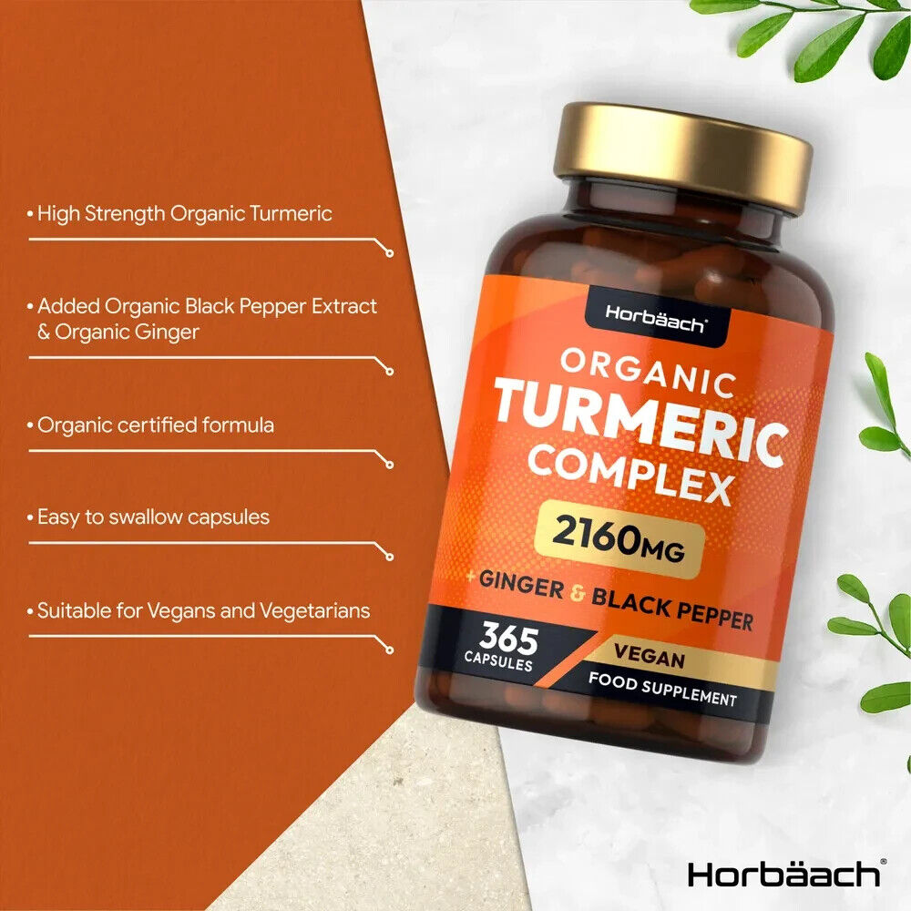 Turmeric Complex with Ginger, Black Pepper 2160 mg | Organic | 365 Capsules