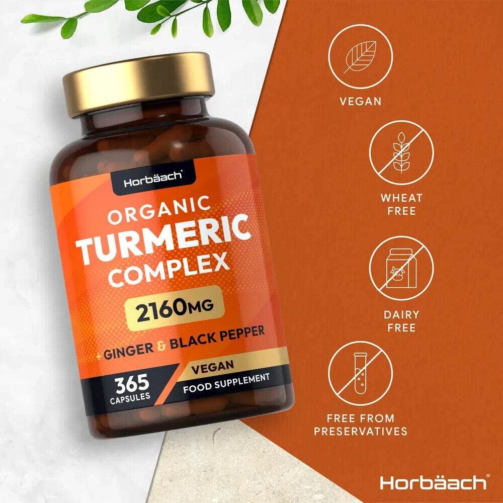 Turmeric Complex with Ginger, Black Pepper 2160 mg | Organic | 365 Capsules