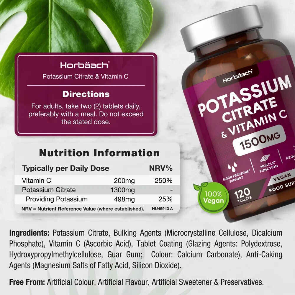 Potassium Citrate 1500 mg with Vitamin C | 120 Tablets