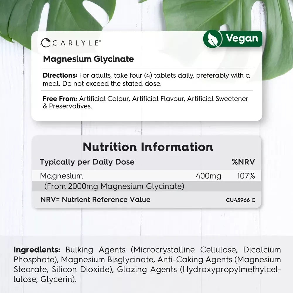 Magnesium Glycinate 2000 mg | 150 Tablets