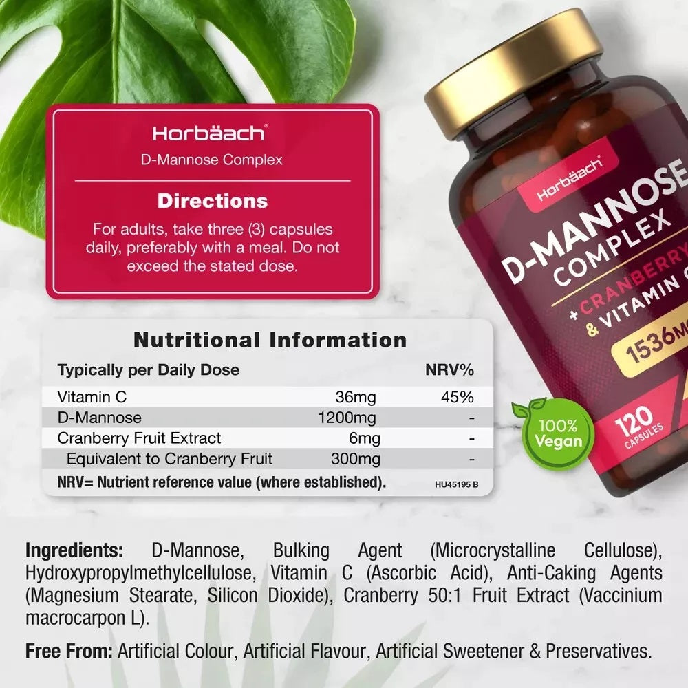 D-Mannose and Cranberry Complex 1536 mg | 120 Capsules