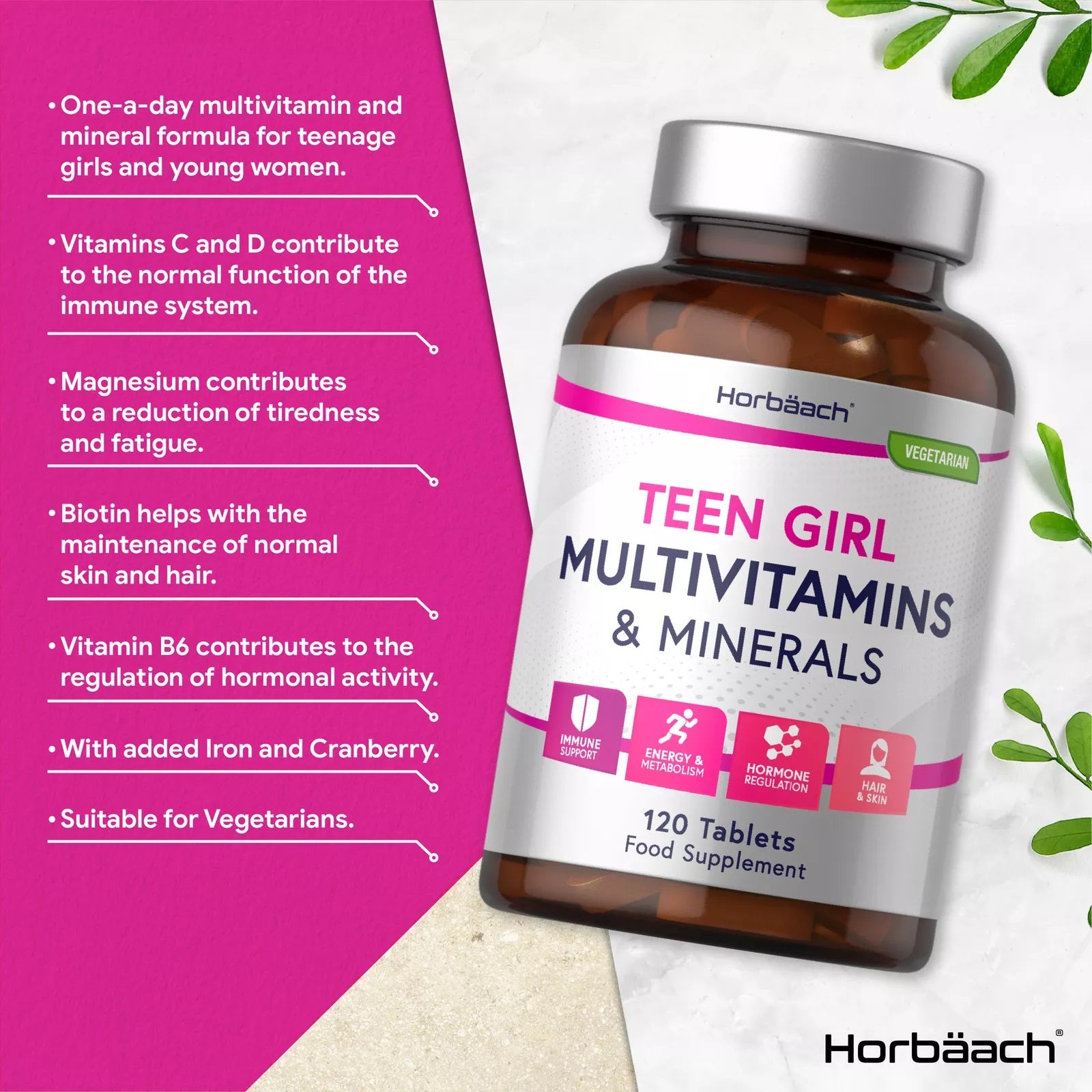 Multivitamins and Minerals for Teen Girls | 120 Tablets