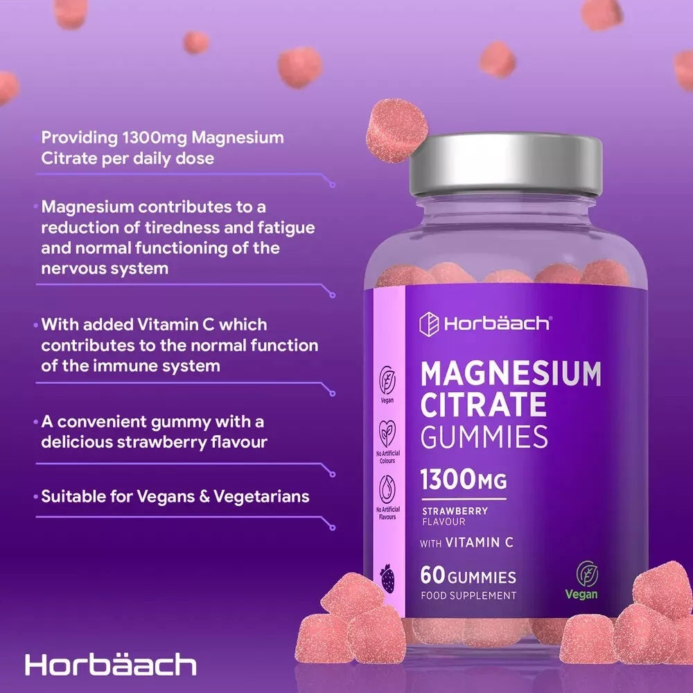 Magnesium Citrate with Vitamin C 1300 mg | 60 Gummies 