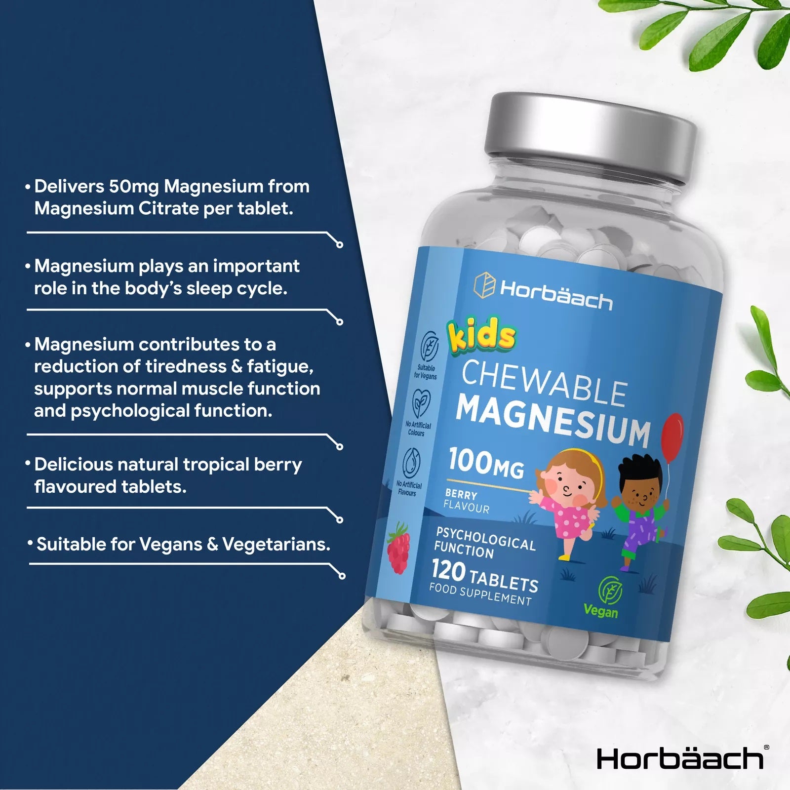 Magnesium for Kids 100 mg | 120 Chewable Tablets