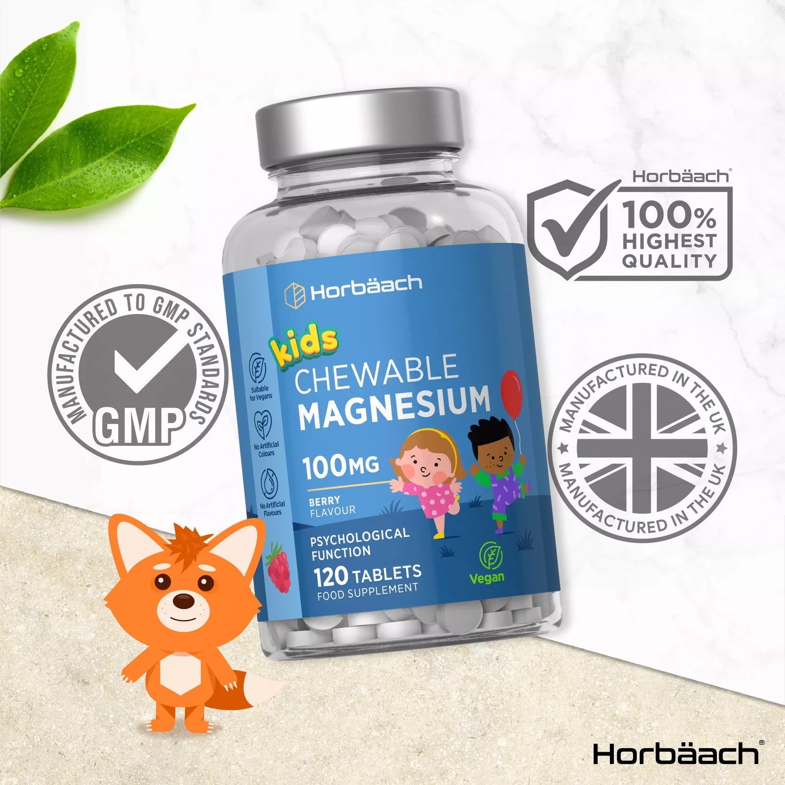 Magnesium for Kids 100 mg | 120 Chewable Tablets