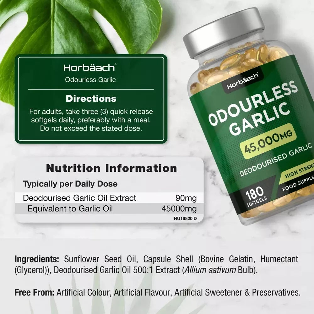 Odourless Garlic 45,000 mg | 180 Softgels