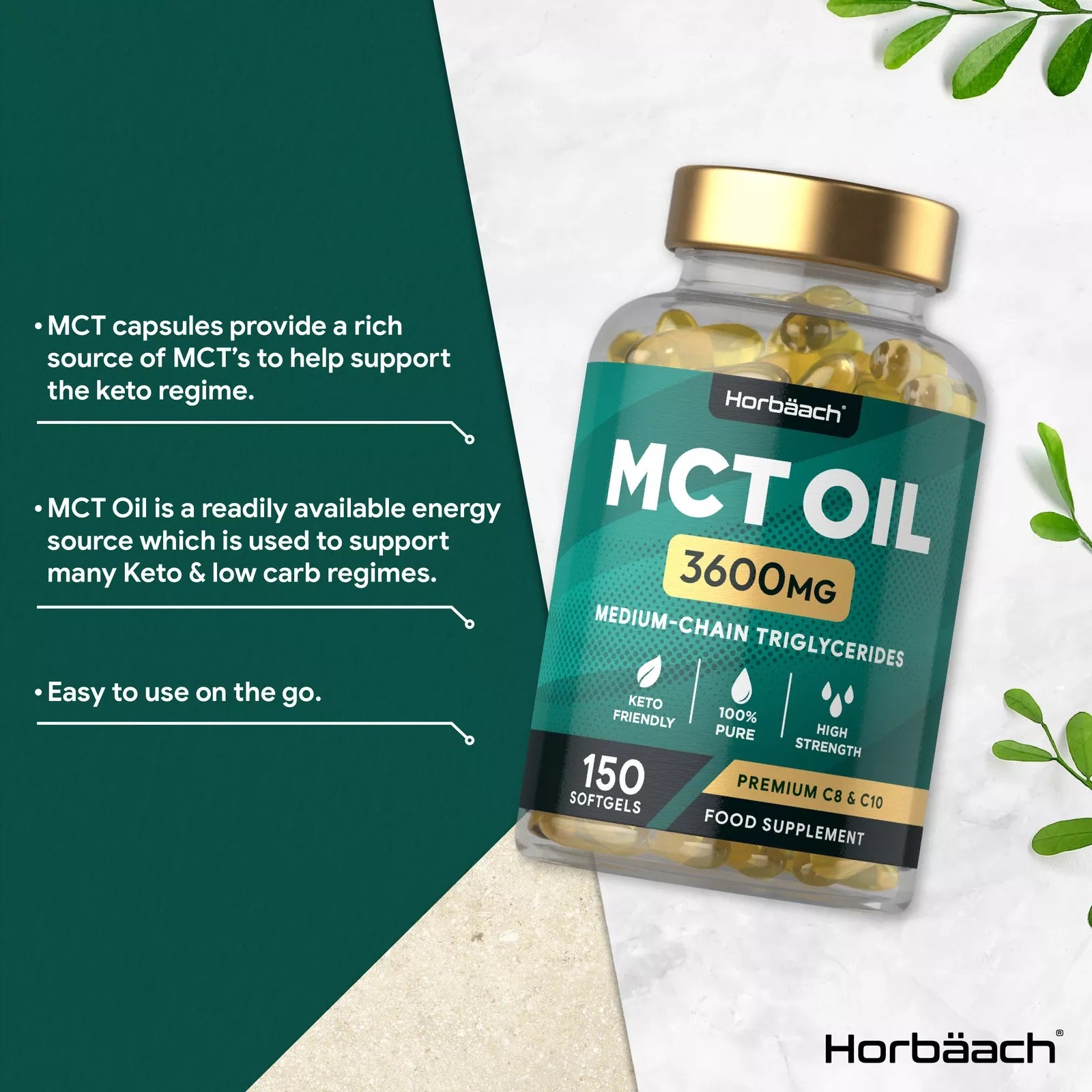 MCT Oil 3600 mg | C8 & C10 | 150 Softgels