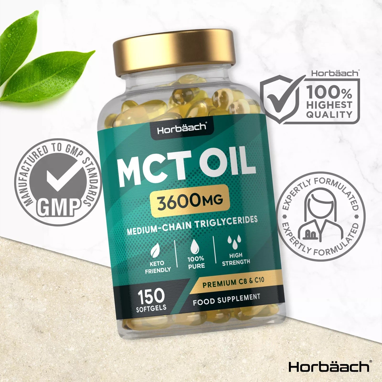 MCT Oil 3600 mg | C8 & C10 | 150 Softgels