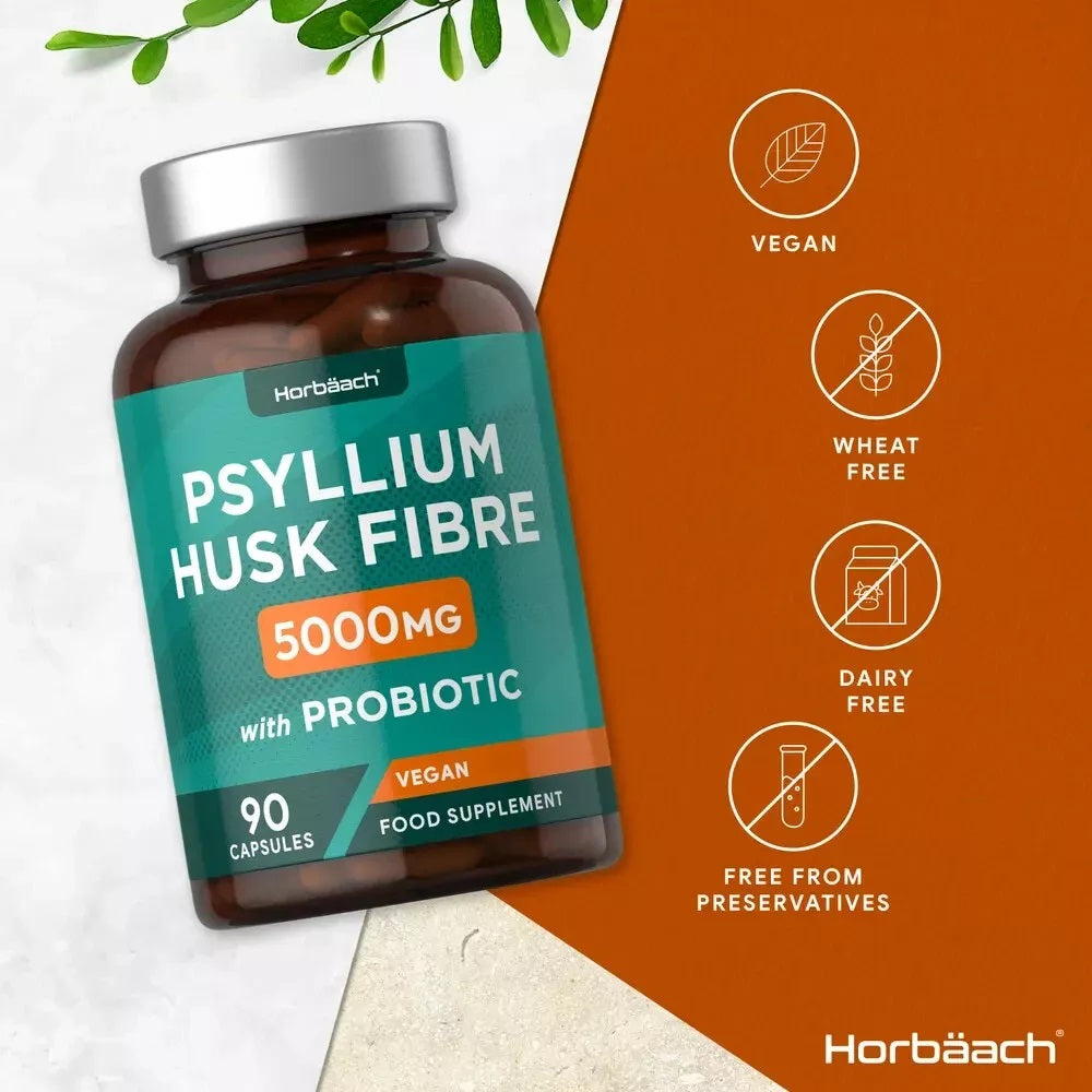 Psyllium Husk with Probiotics 5000 mg | 90 Capsules