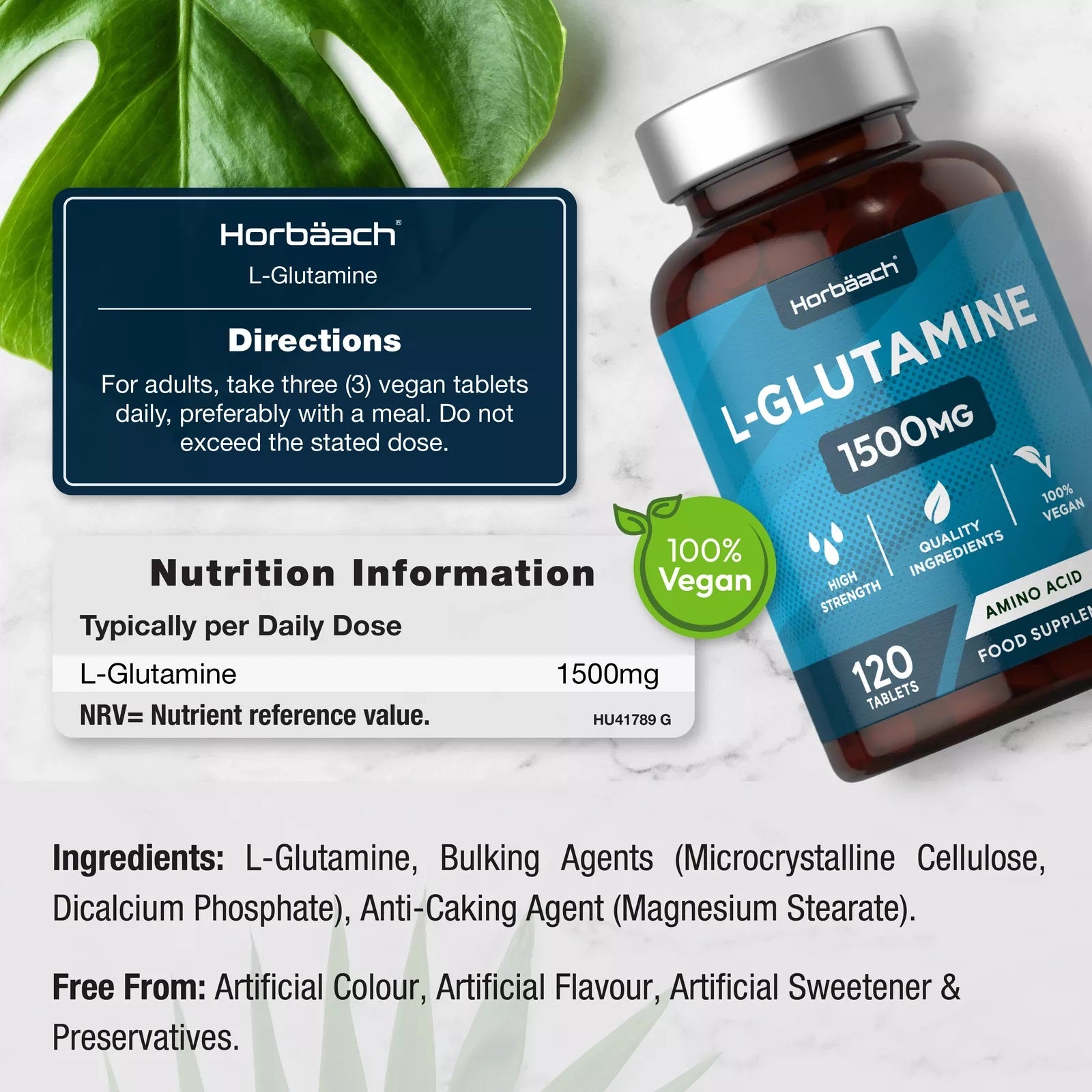 L-Glutamine 1500 mg | 120 Tablets