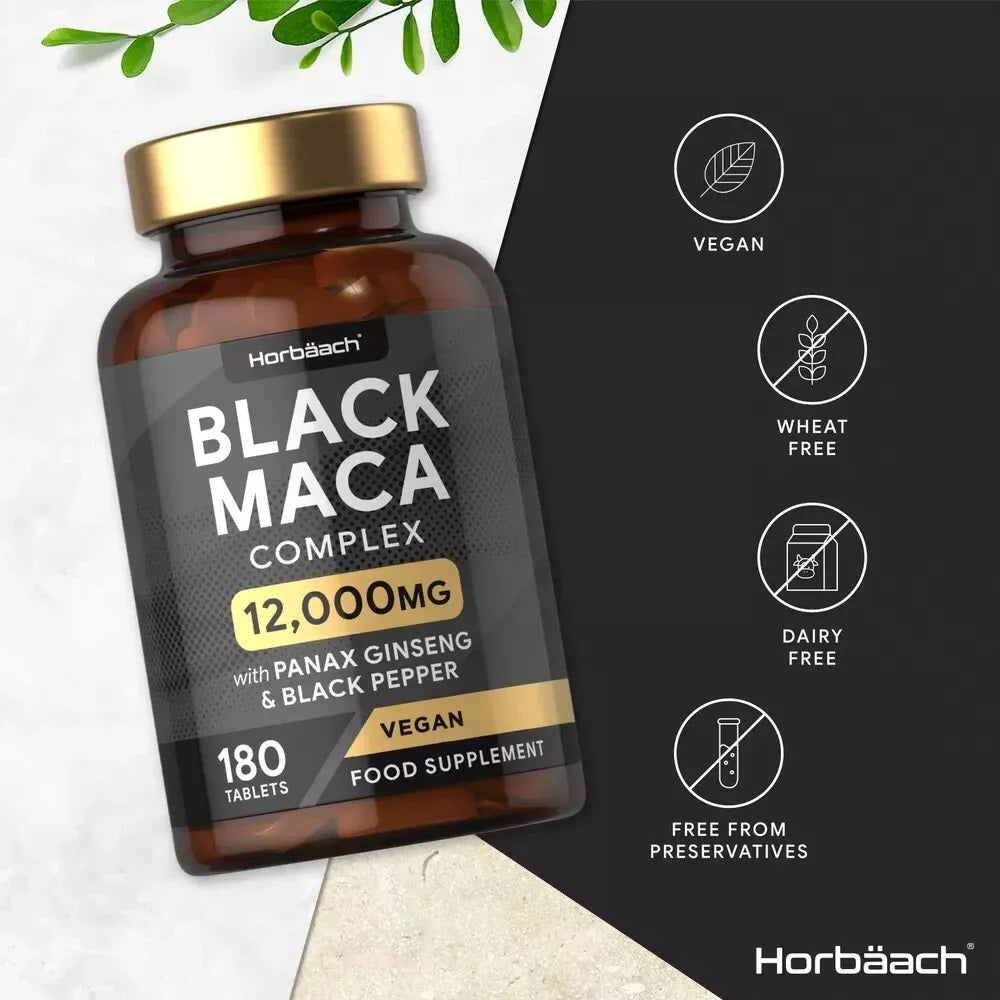 Black Maca Root Complex 12,000 mg | 180 Tablets