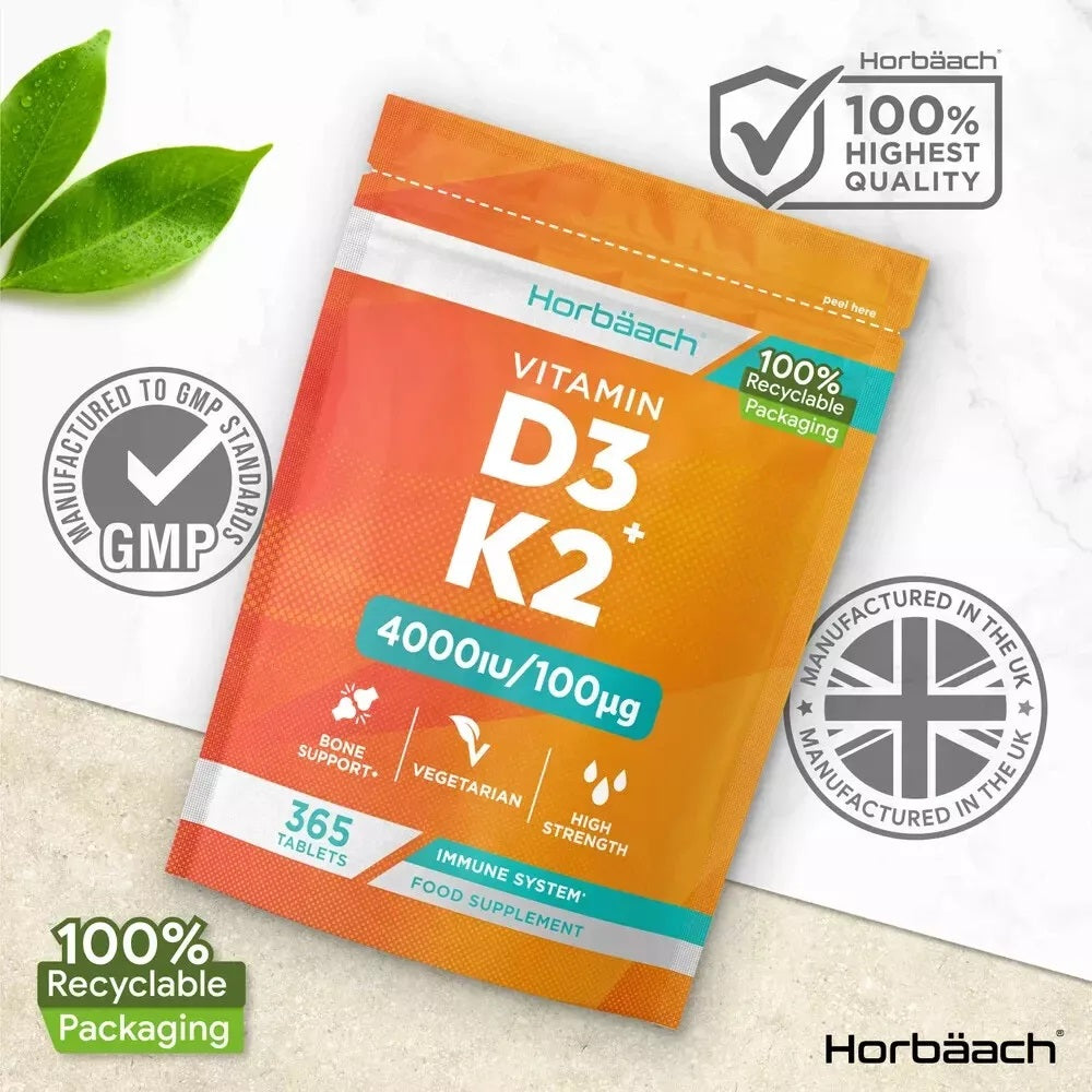 Vitamin D3 4000 IU & K2 MK7 100 µg | 365 Tablets