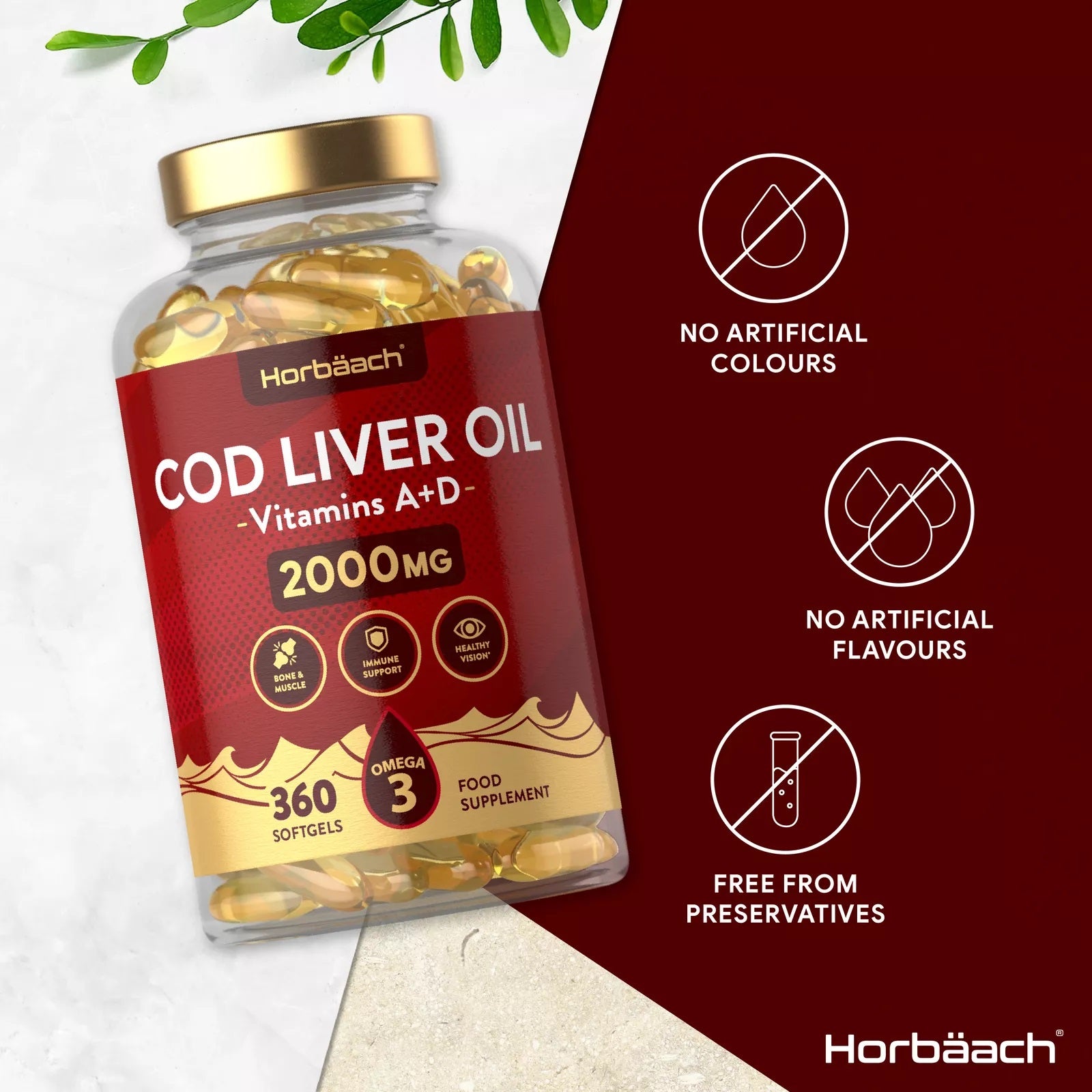 Cod Liver Oil 2000 mg with Vitamin A & D | 360 Softgels