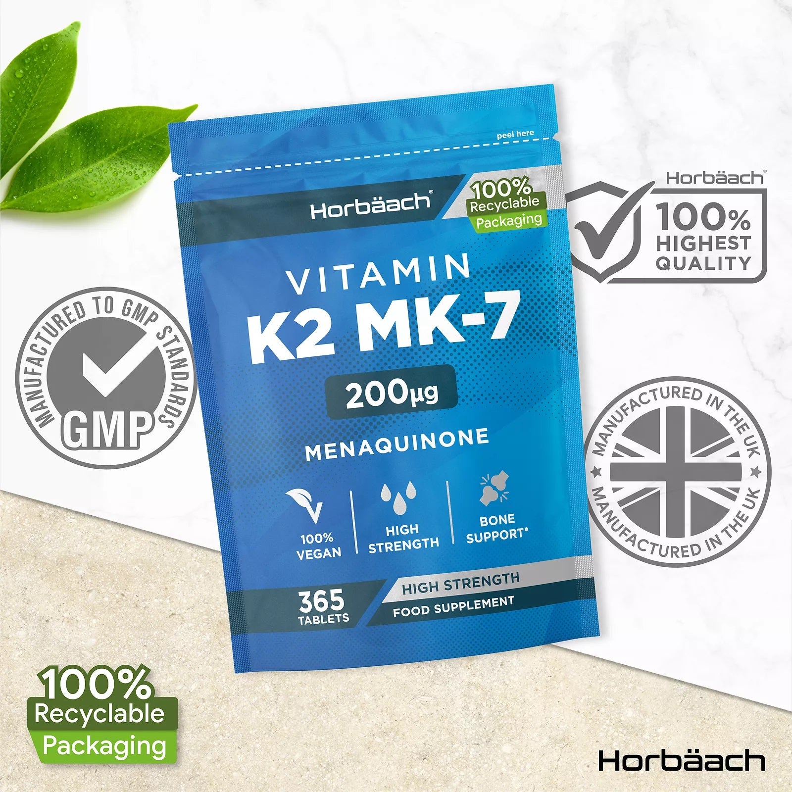 Vitamin K2 MK7 200 µg | 365 Tablets