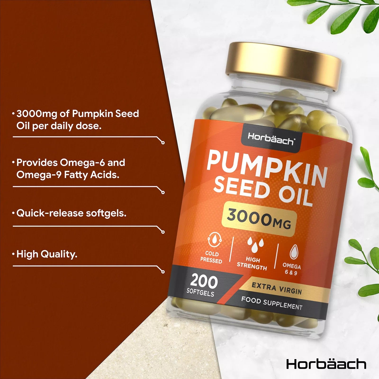 Pumpkin Seed Oil 3000 mg | 200 Softgels