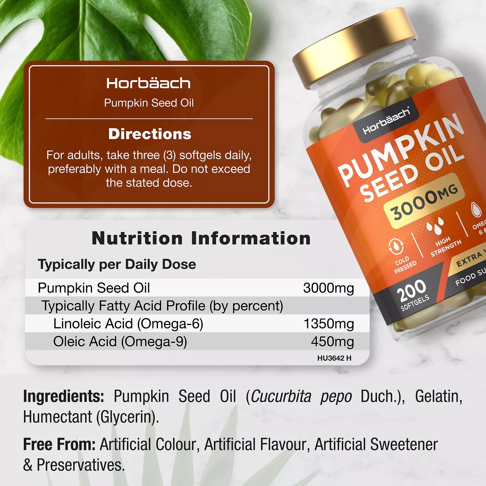 Pumpkin Seed Oil 3000 mg | 200 Softgels