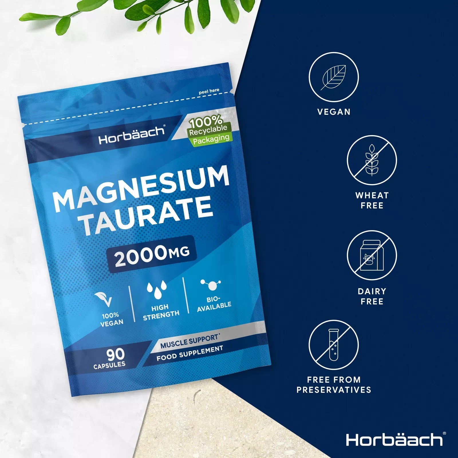 Magnesium Taurate 2000 mg | 90 Capsules