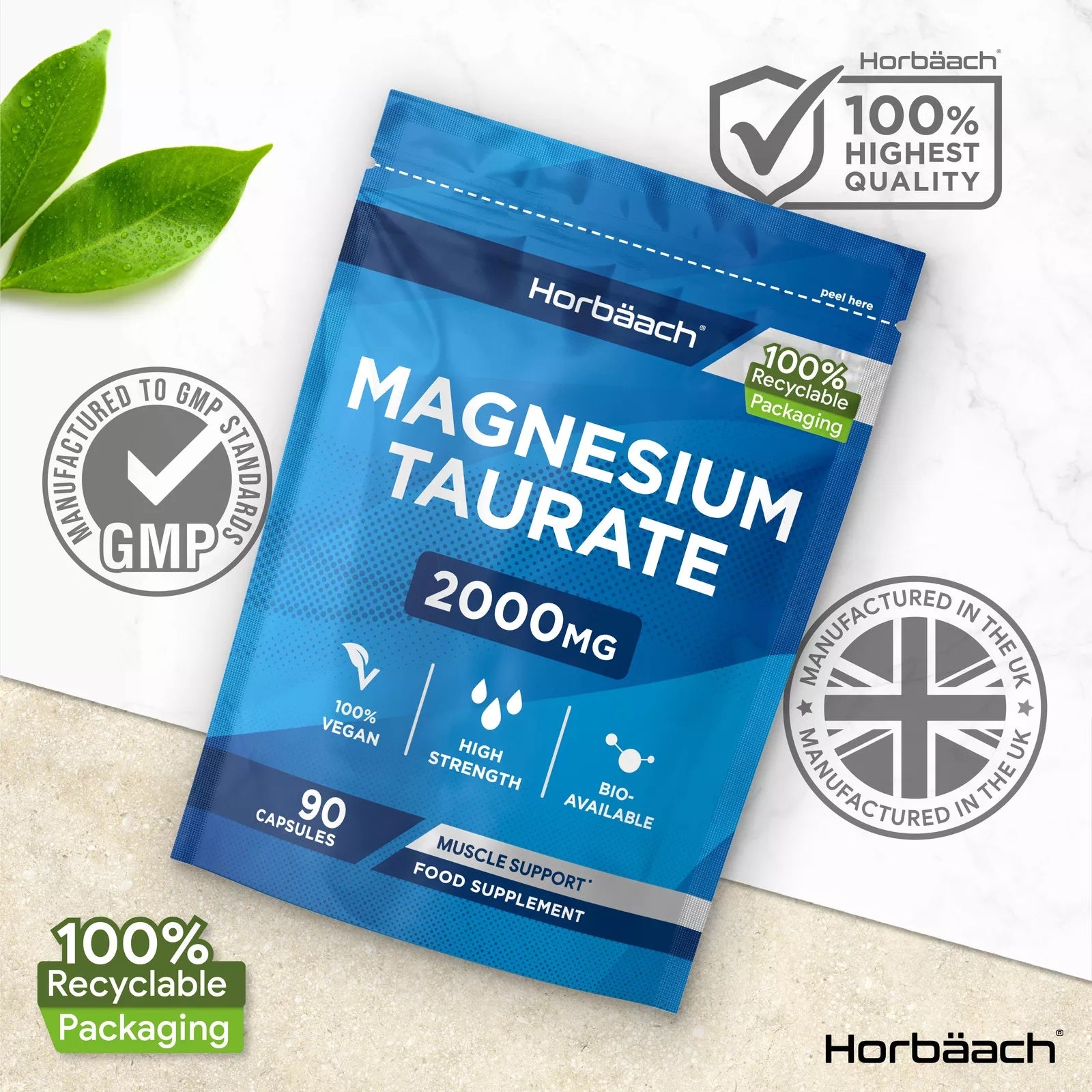 Magnesium Taurate 2000 mg | 90 Capsules