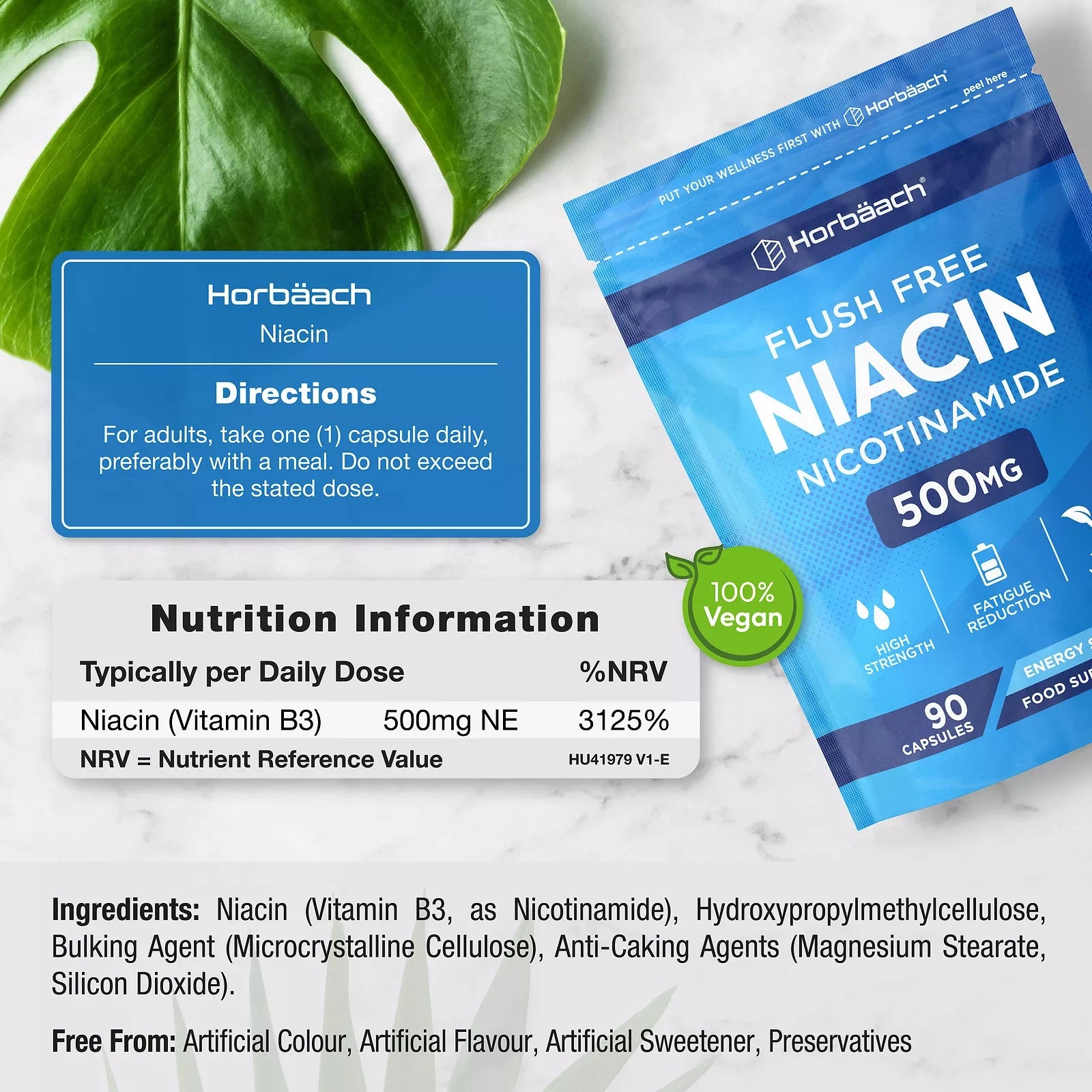 Vitamin B3 Niacin 500 mg | 90 Capsules