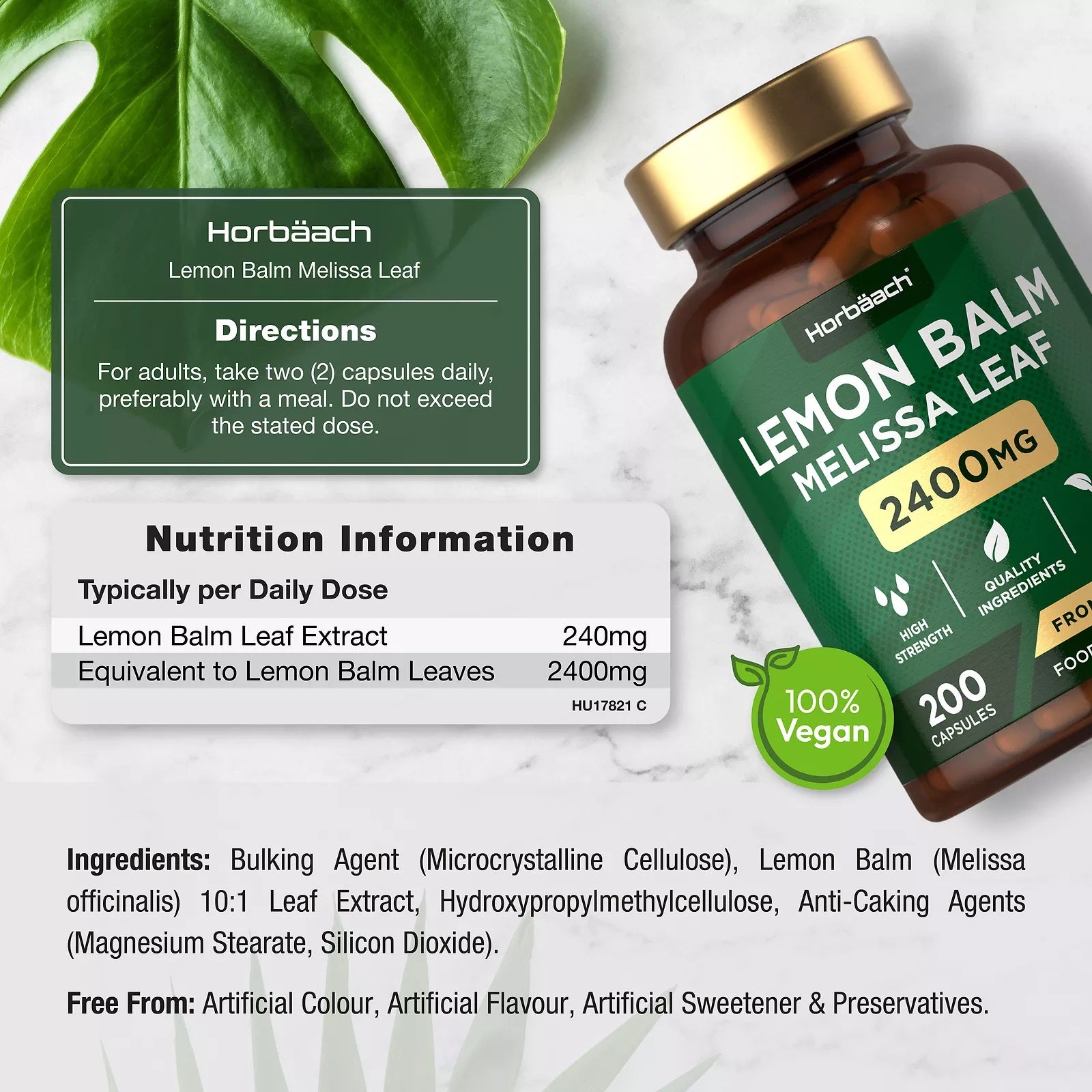 Lemon Balm 2400 mg | 200 Capsules