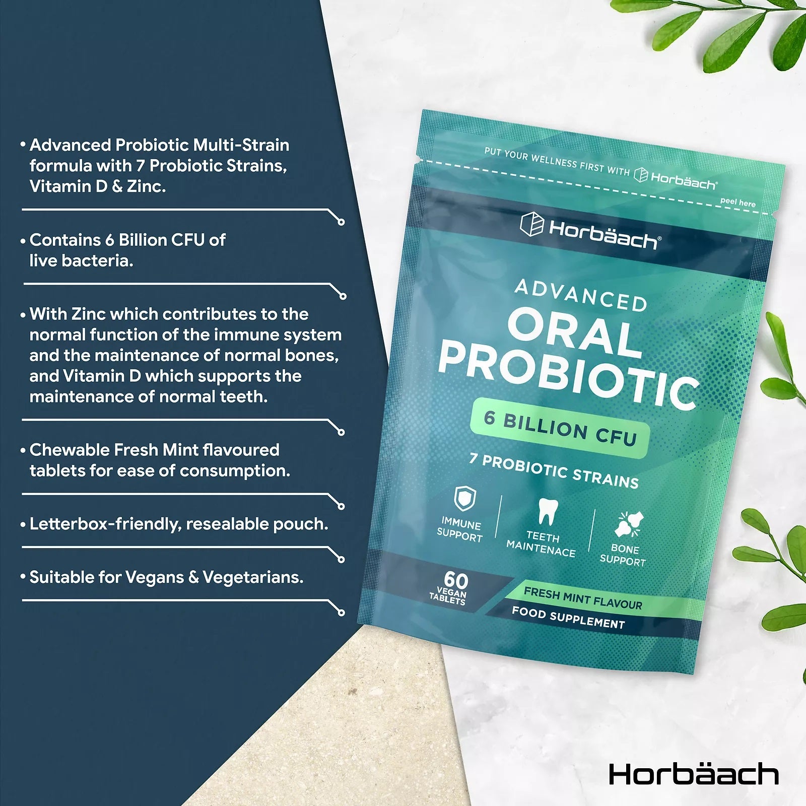 Oral Probiotics 6 Billion CFU | 60 Chewable Tablets