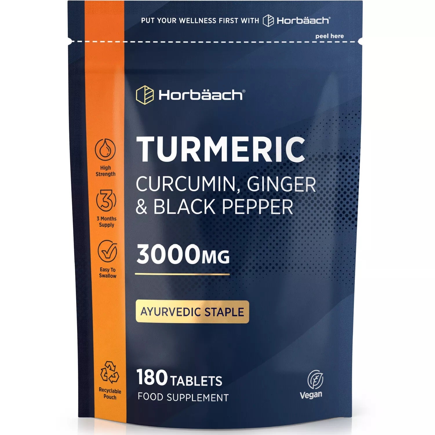 Turmeric Complex with Ginger, Black Pepper 3000 mg | 180 Tablets