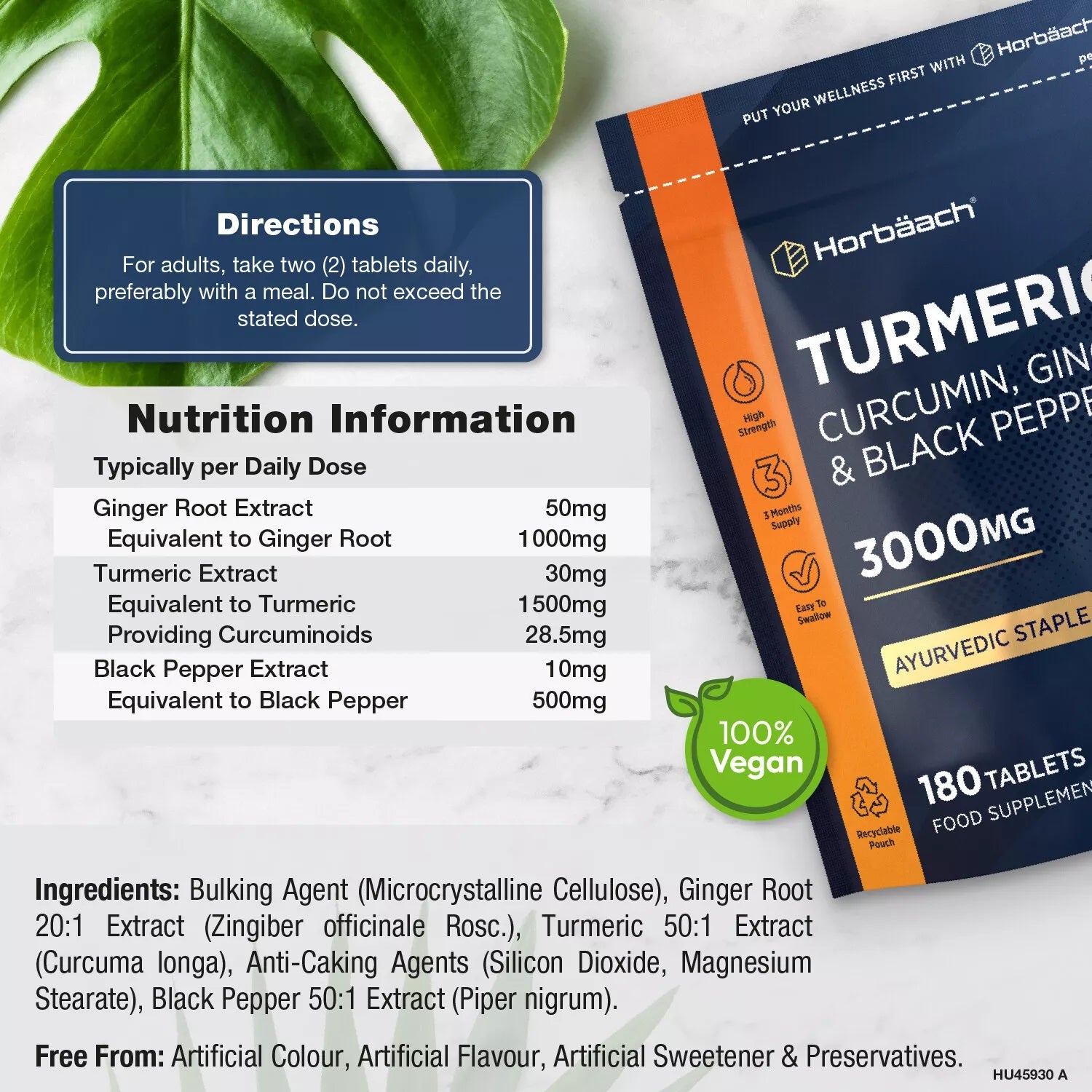 Turmeric Complex with Ginger, Black Pepper 3000 mg | 180 Tablets